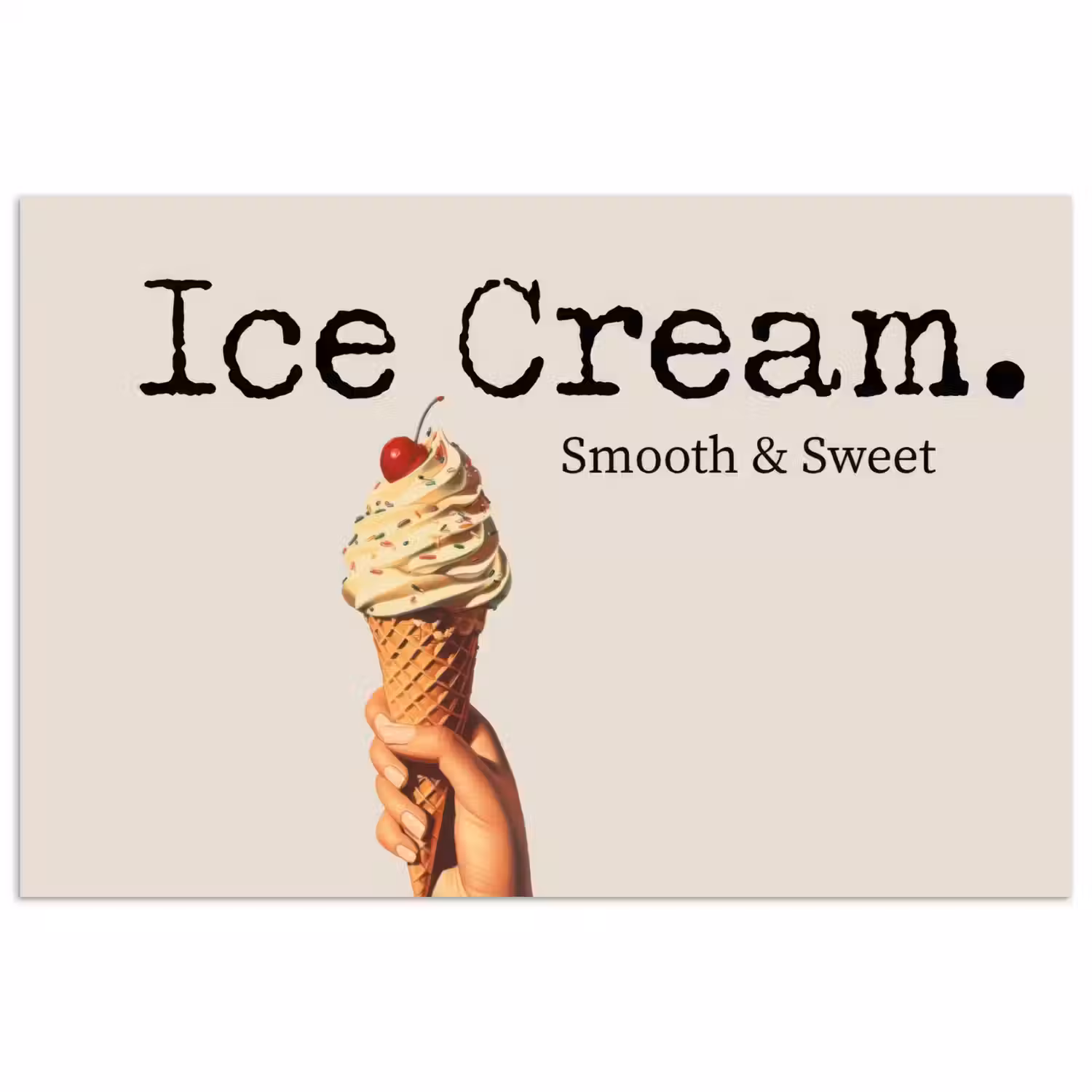 Ice cream - Softijs - Kleurrijk - Kers poster papier klein -3d