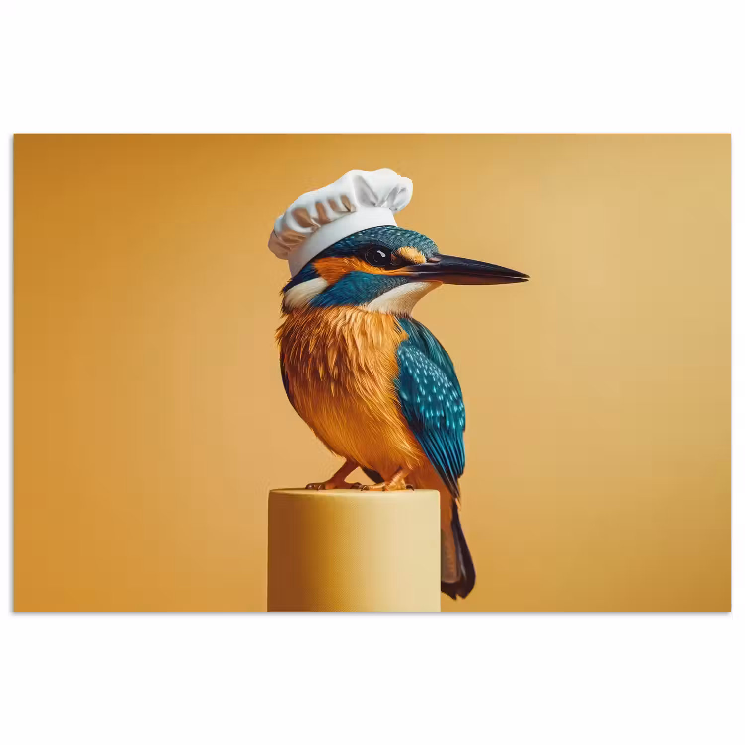 Ijsvogel - Pilaar - Koksmuts - Vogel poster papier klein -3d