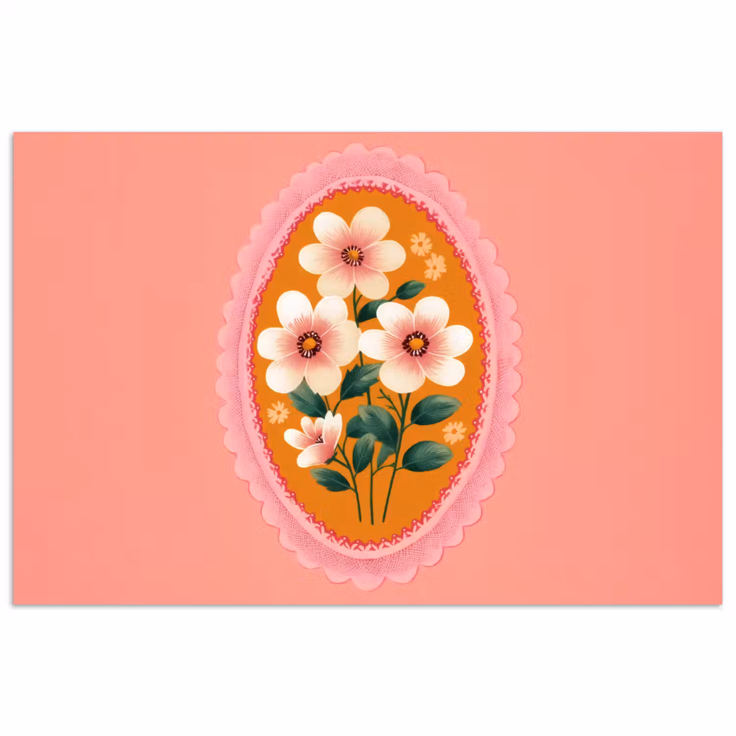 Illustratie - Bloemen - Rand - Roze poster papier klein -3d