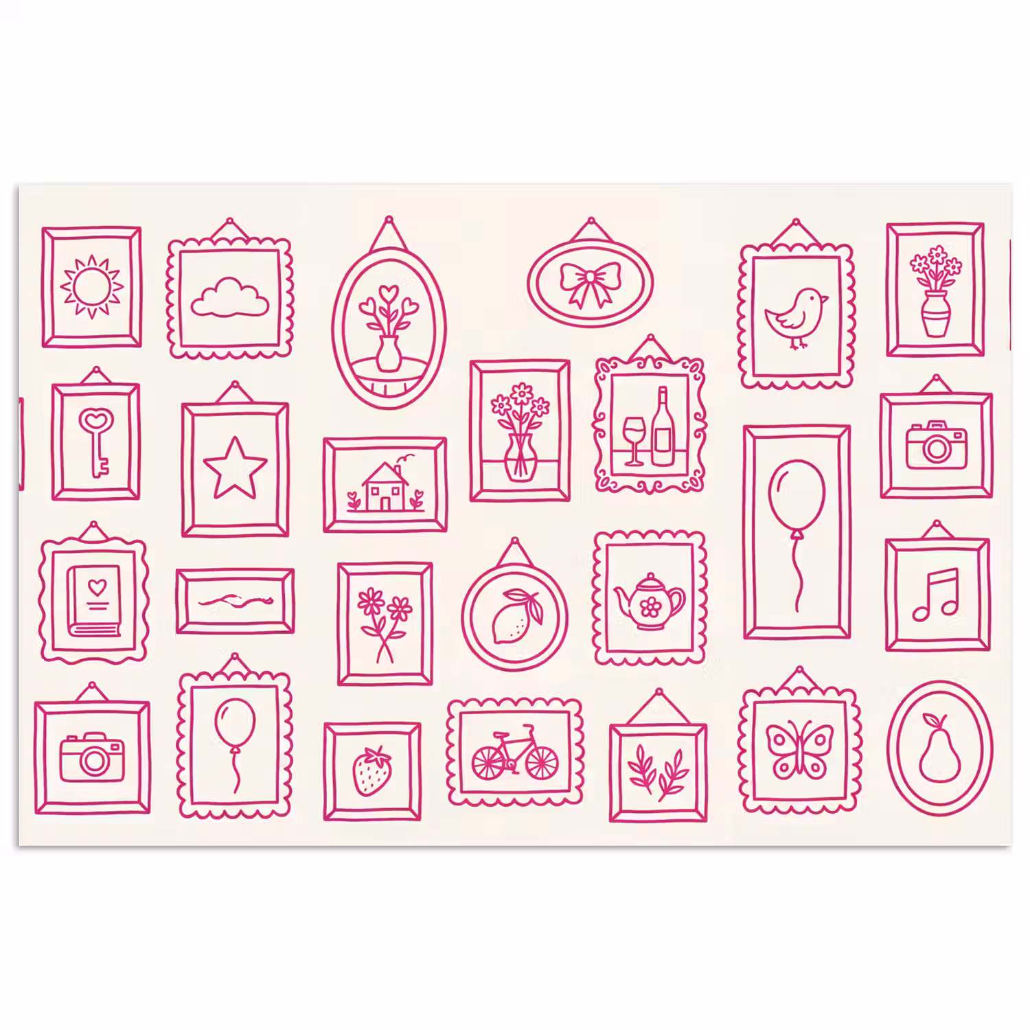Illustratie - Collectie - Kunst - Minimalistisch - Roze poster papier klein -3d