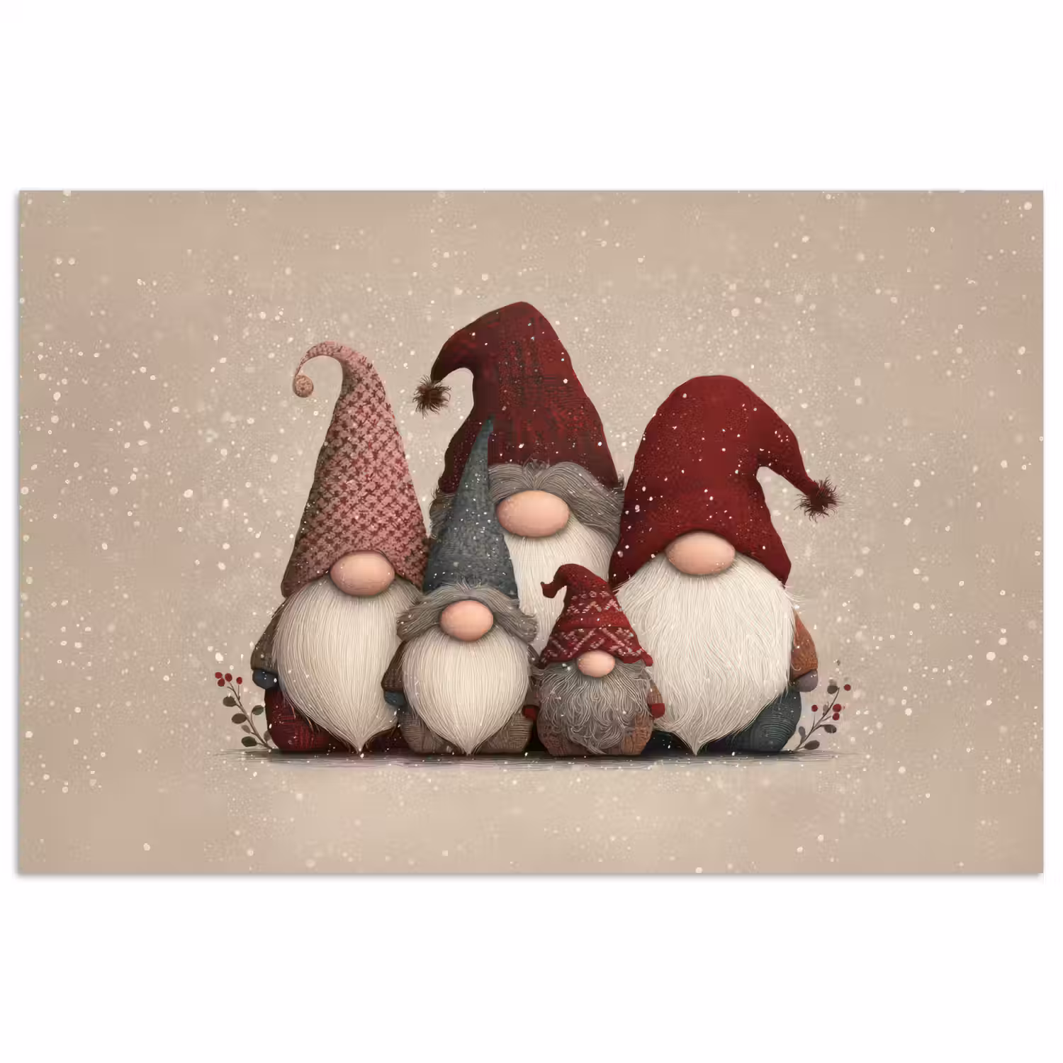Kabouters - Kerst - Sneeuw - Puntmutsen poster papier klein -3d