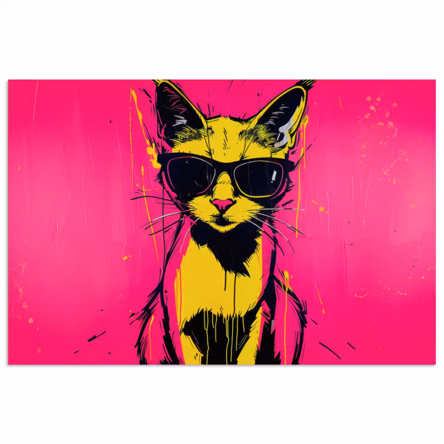 Kat - Art - Zonnebril - Roze poster papier klein -3d