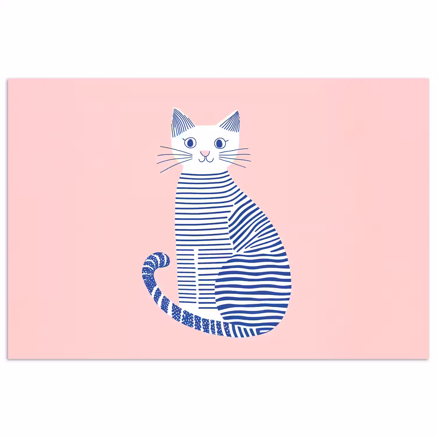 Kat - Illustratie - Minimalistisch - Roze poster papier klein -3d