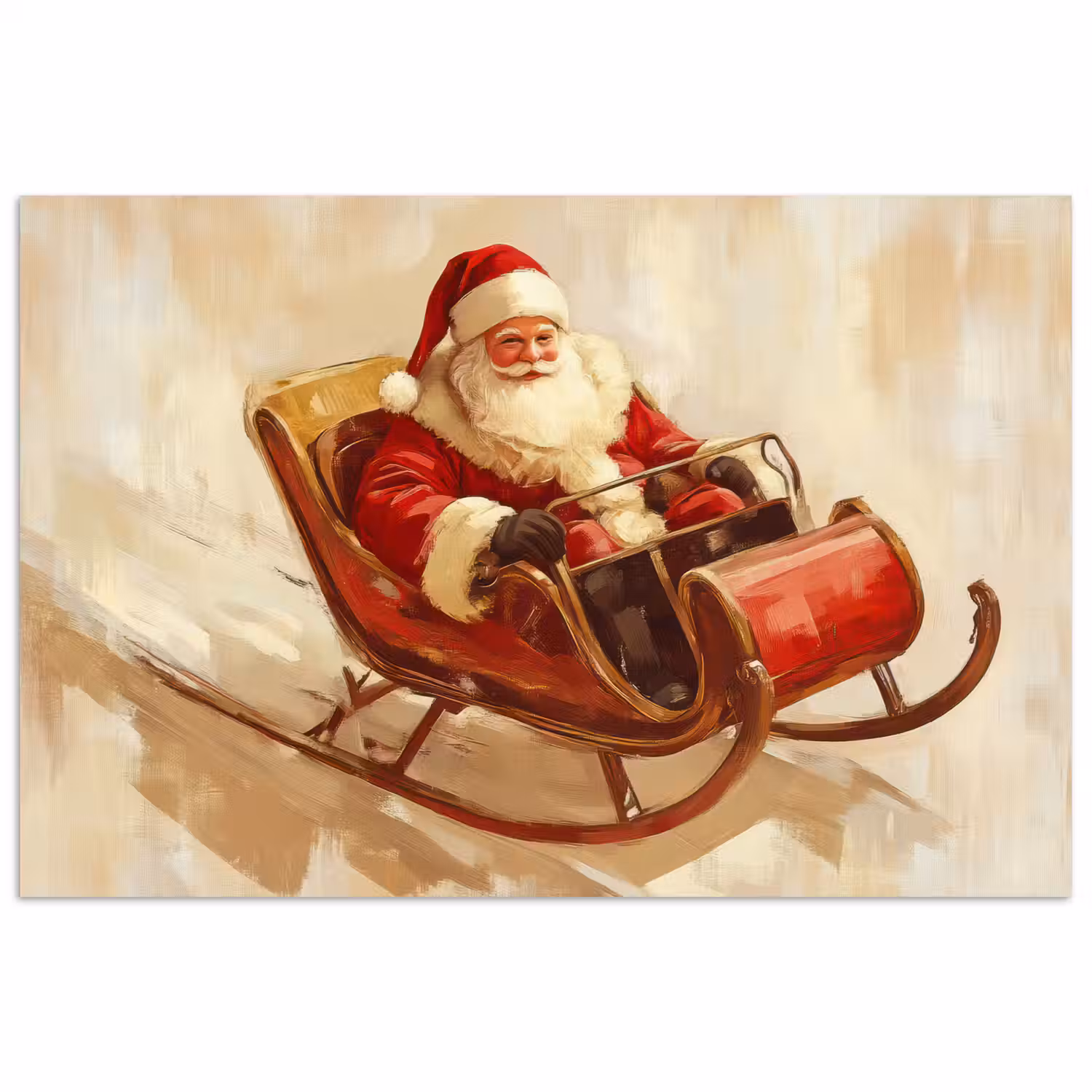 Kerst - Slee - Kerstman poster papier klein -3d