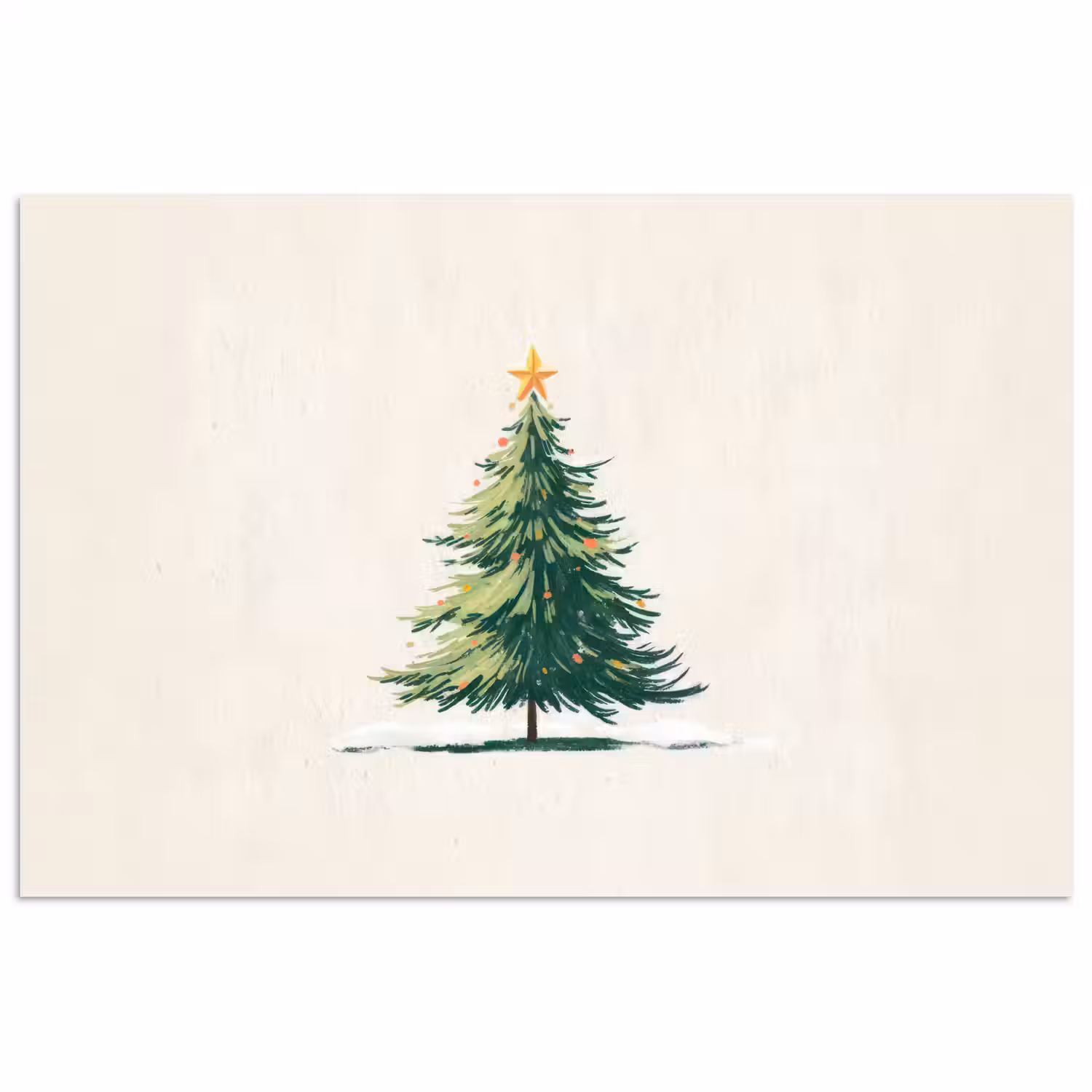 Kerstboom - Illustratie - Ster - Sneeuw poster papier klein -3d