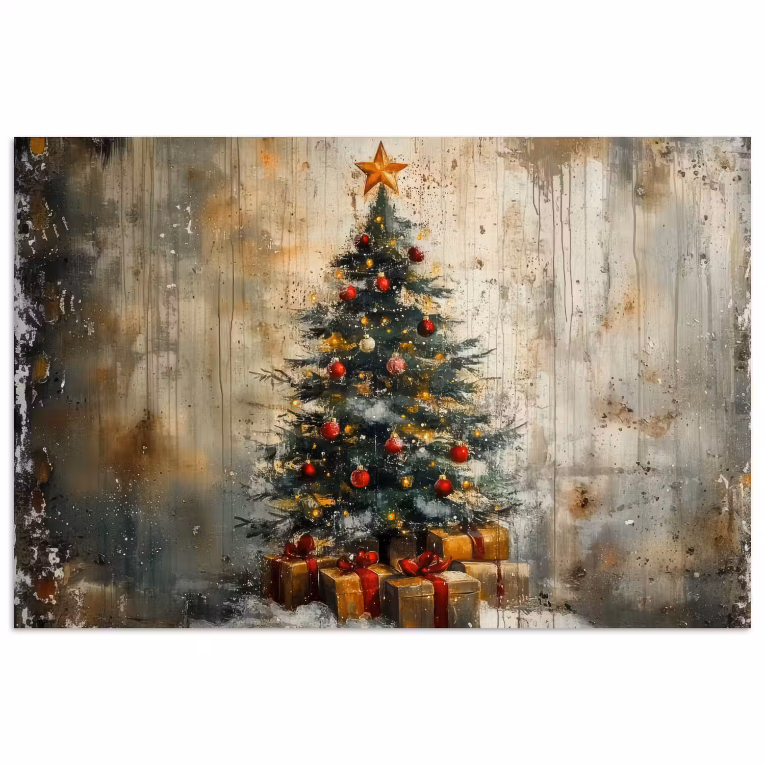 Kerstboom - Vintage - Kerst - Cadeau poster papier klein -3d
