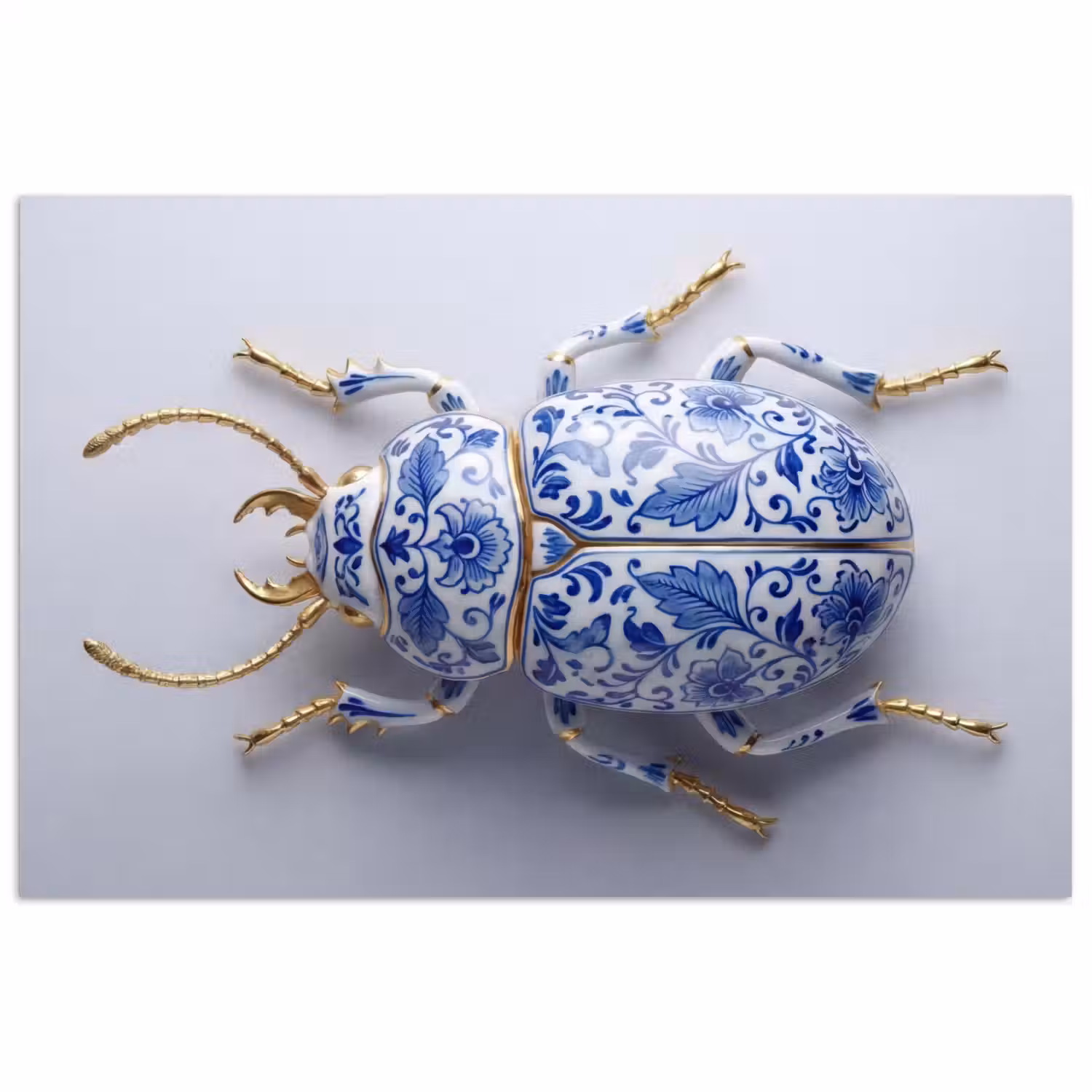Kever - Delfts - Blauw - Goud poster papier klein -3d