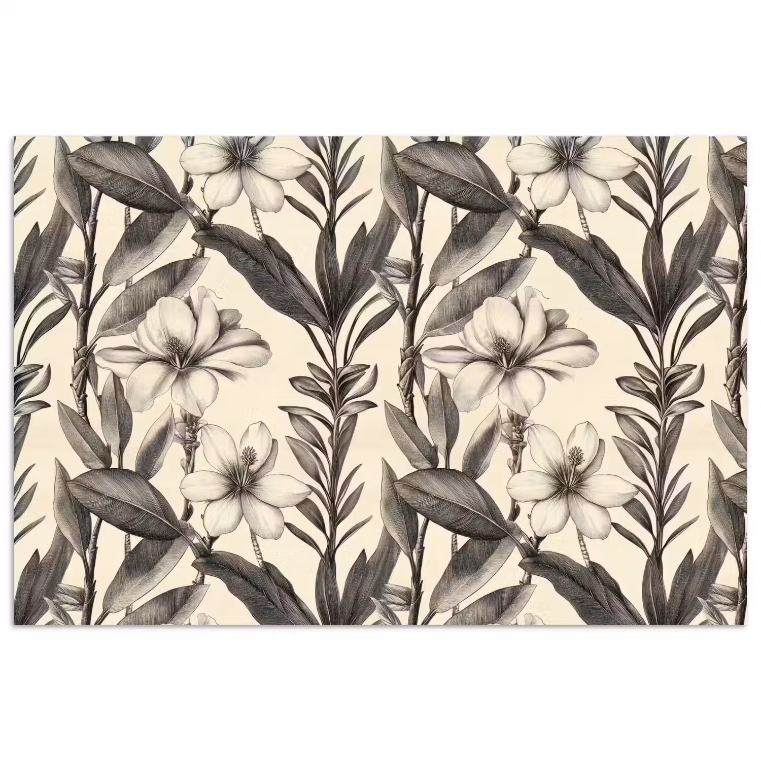 Klassiek - Botanisch - Zwart - Beige poster papier klein 62 -3d