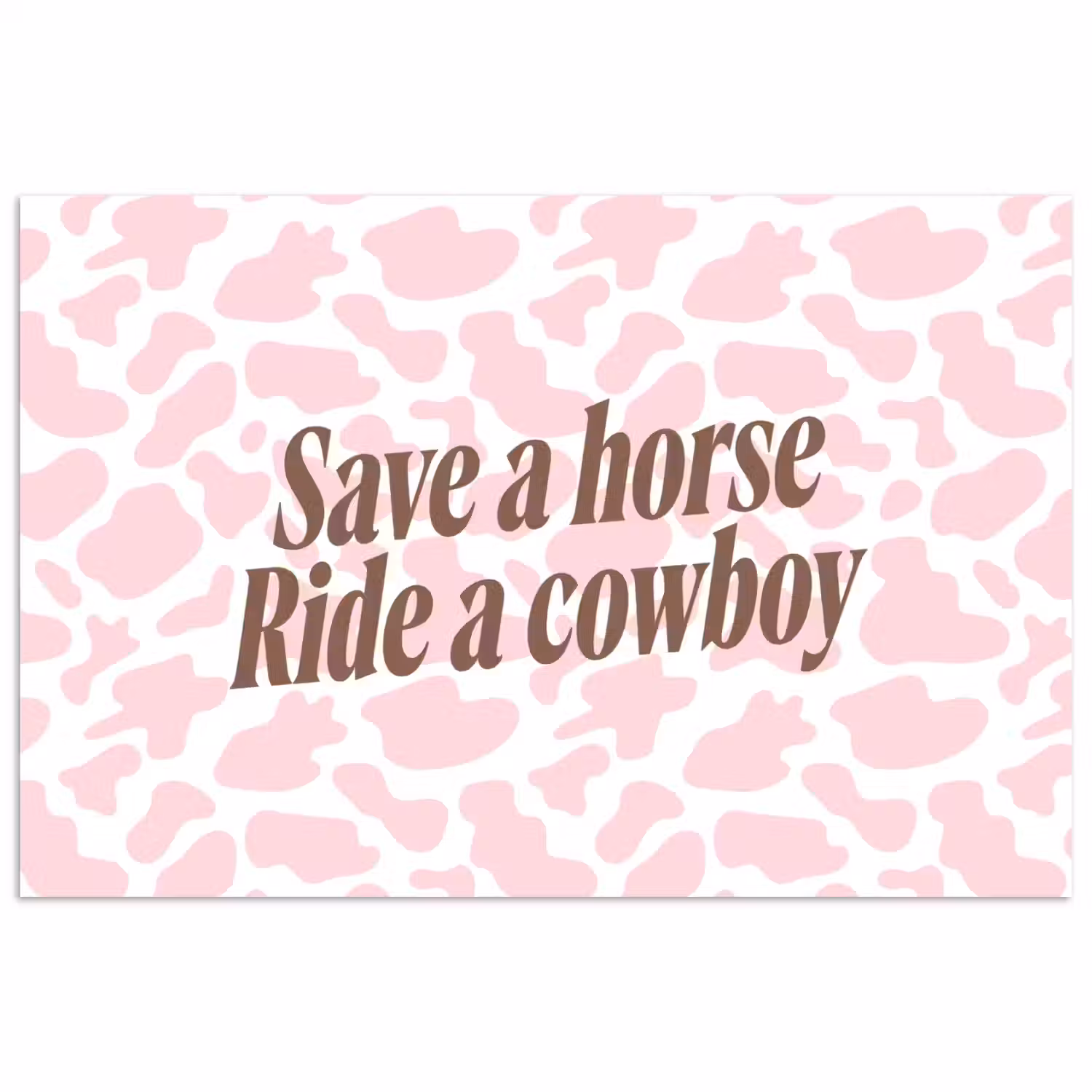 Koeienprint - Roze - Cowboy - Horse poster papier klein -3d