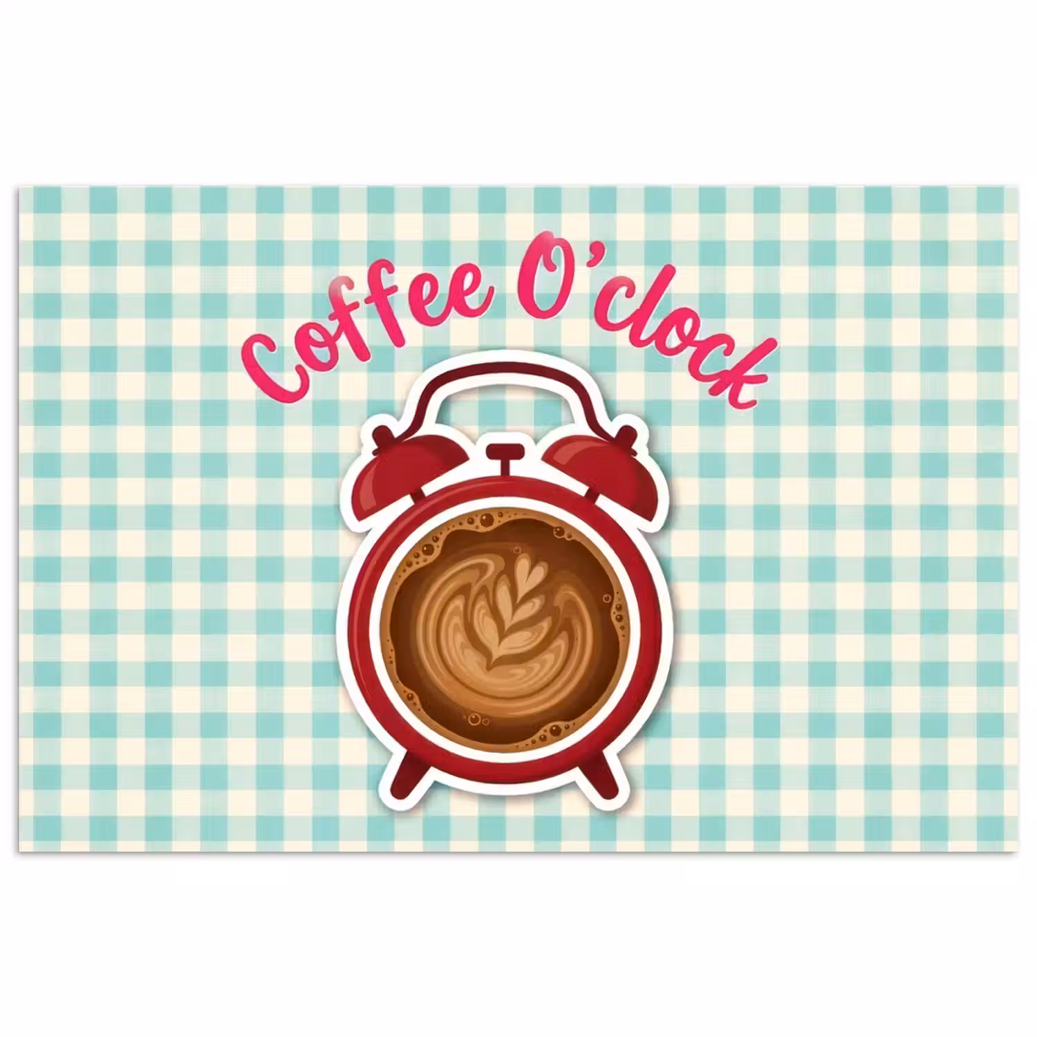 Koffie - Klok - Groen poster papier klein -3d