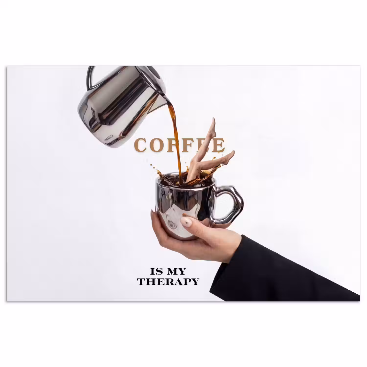 Koffie - Mok - Kan - Therapie poster papier klein -3d