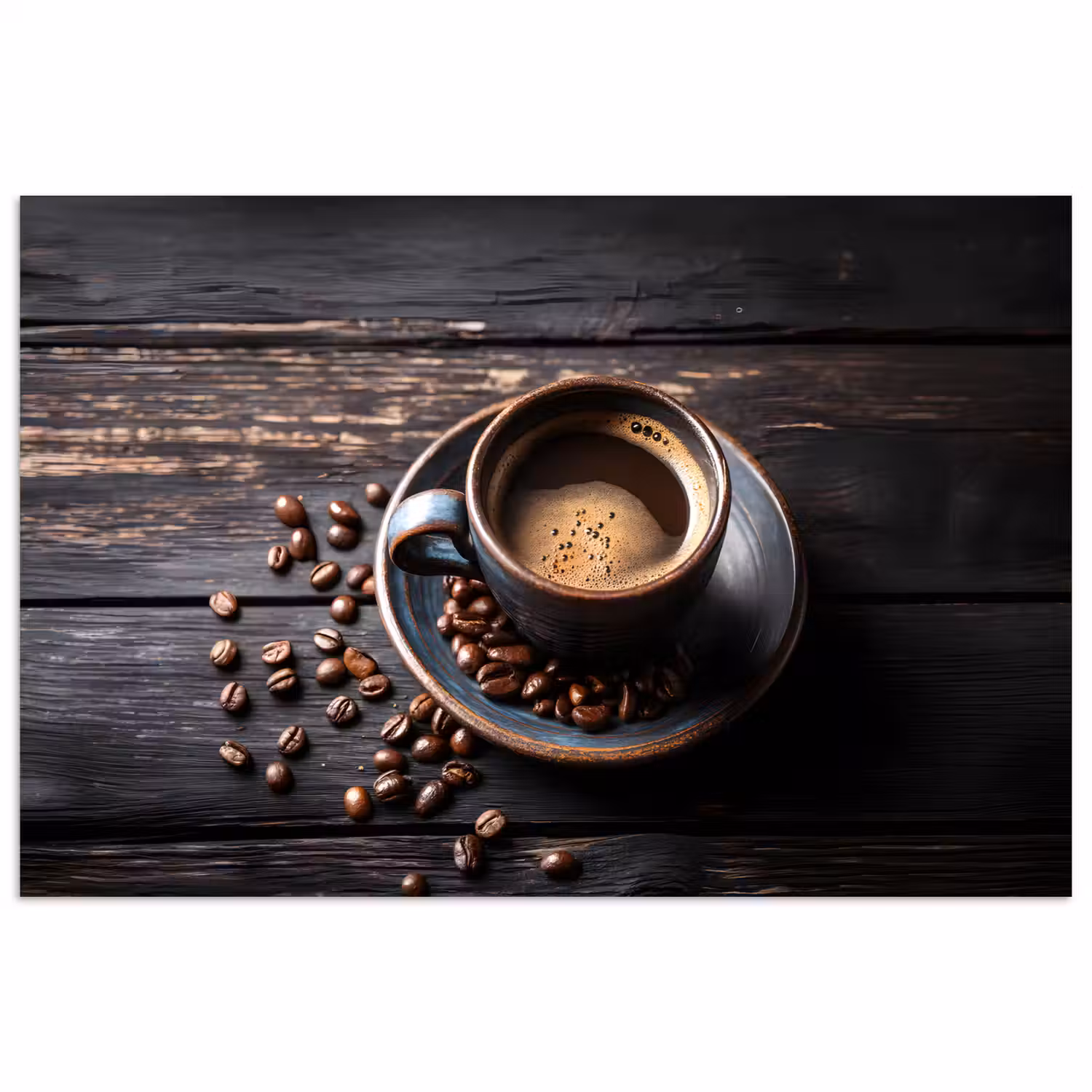 Kop - Koffie - Hout - Bonen poster papier klein -3d