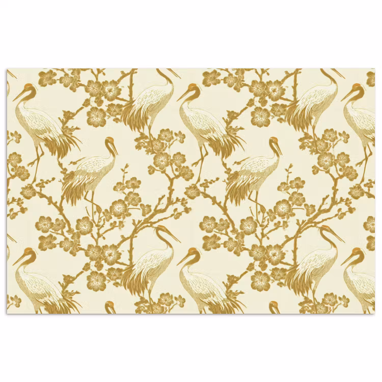 Kraanvogels - Kersenbloesem - Goud poster papier klein 62 -3d
