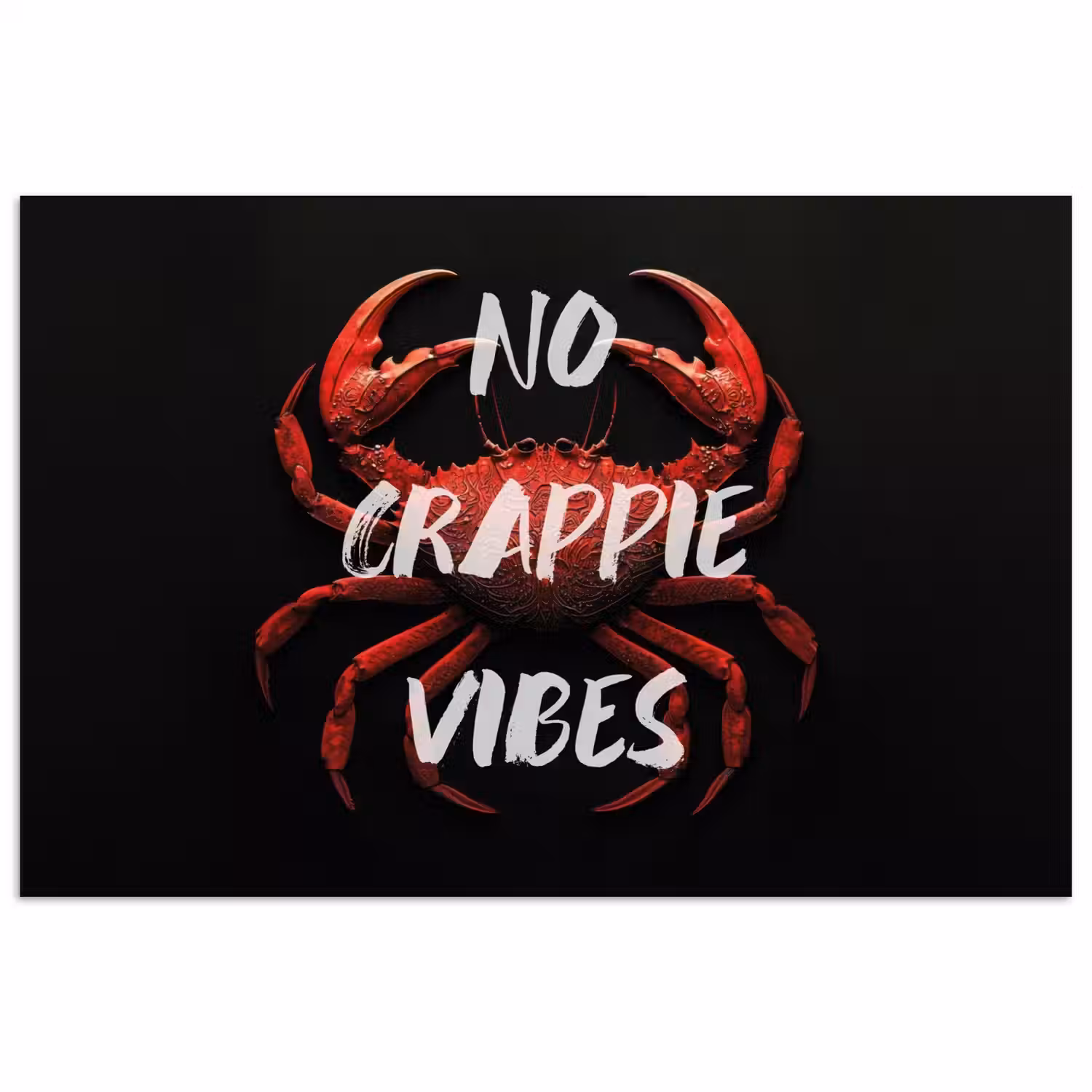 Krab - Rood - Tekst - Zwart poster papier klein -3d