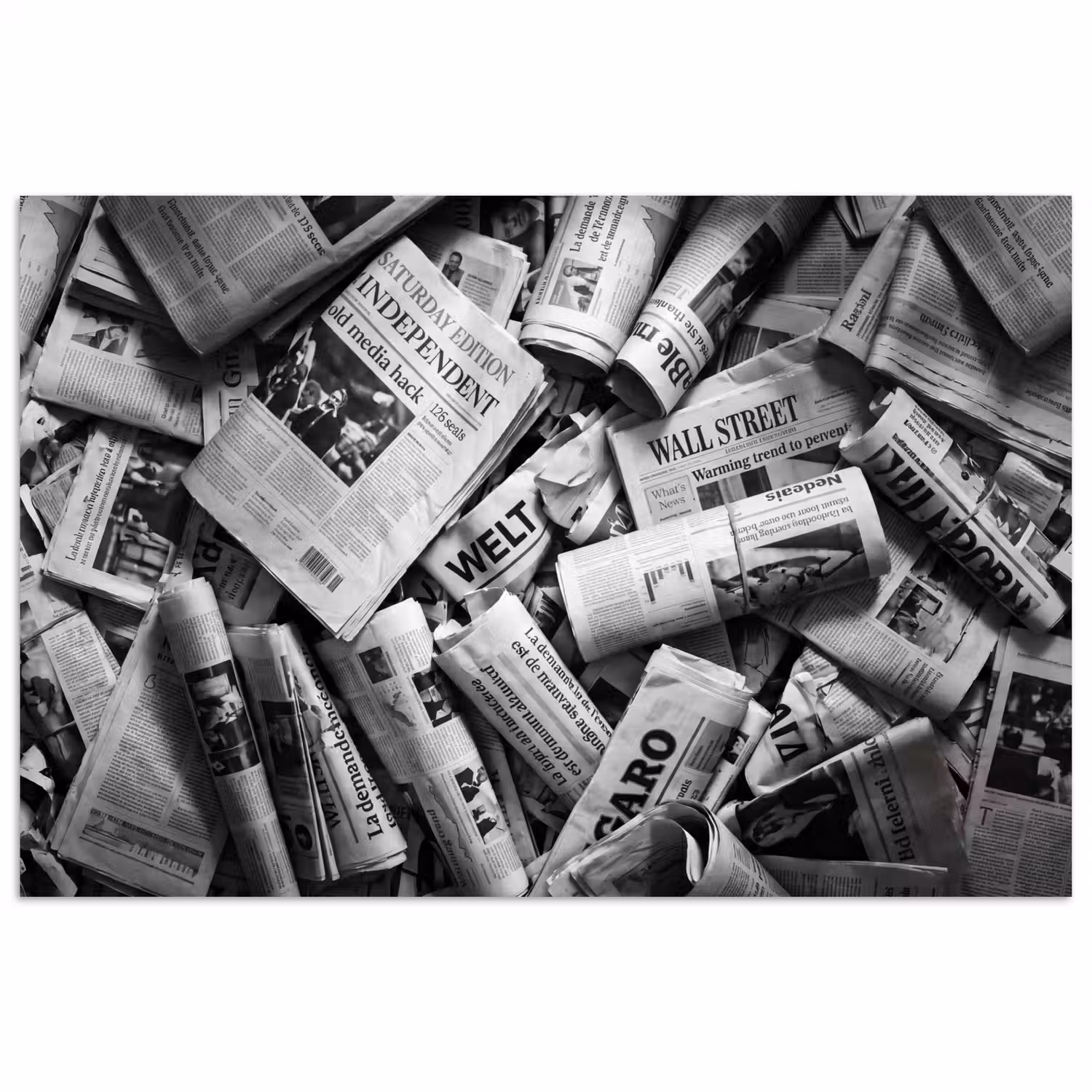 Krant - Stapel - Nieuws - Zwart-wit poster papier klein -3d