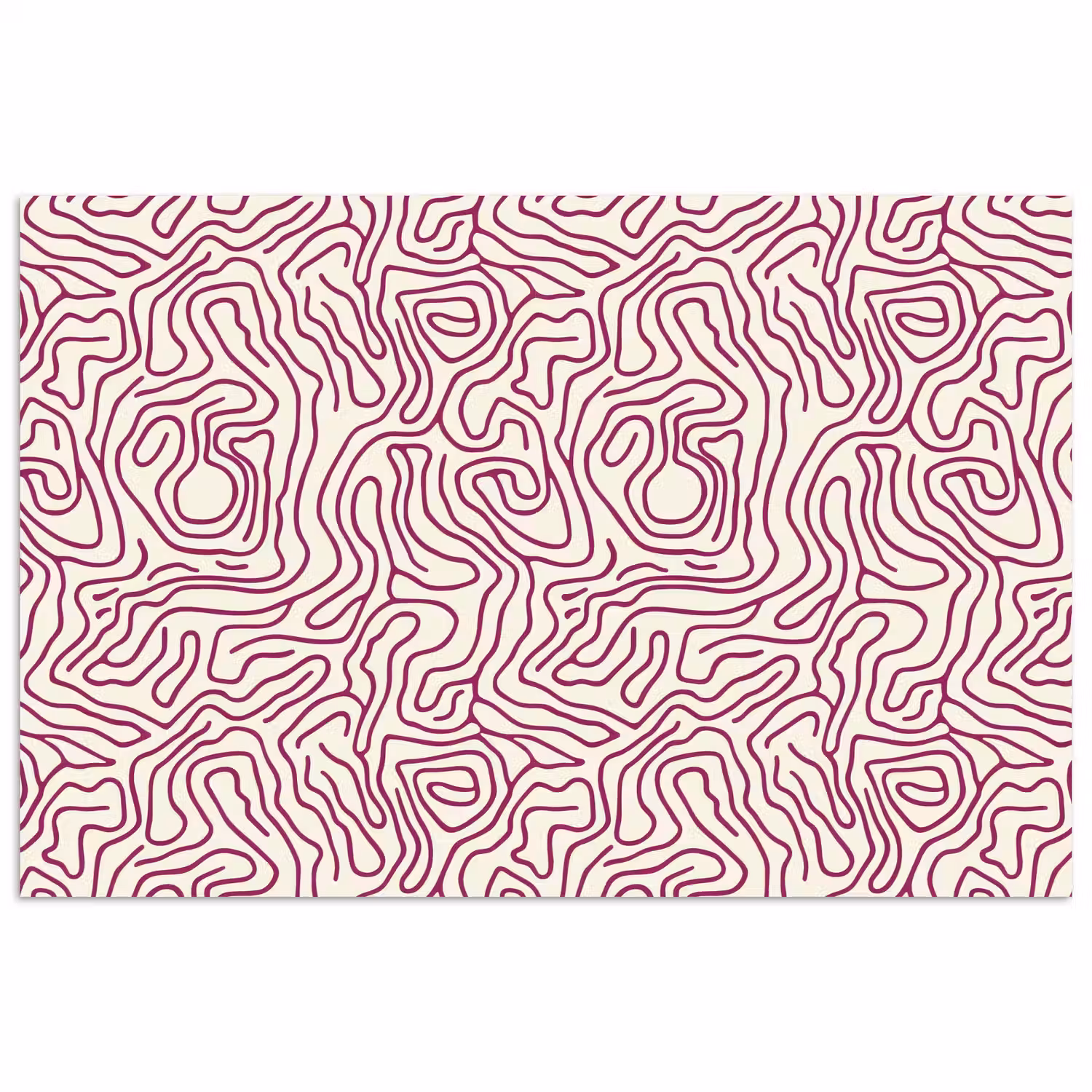 Kronkelende lijn - Magenta - Crème poster papier klein 62 -3d