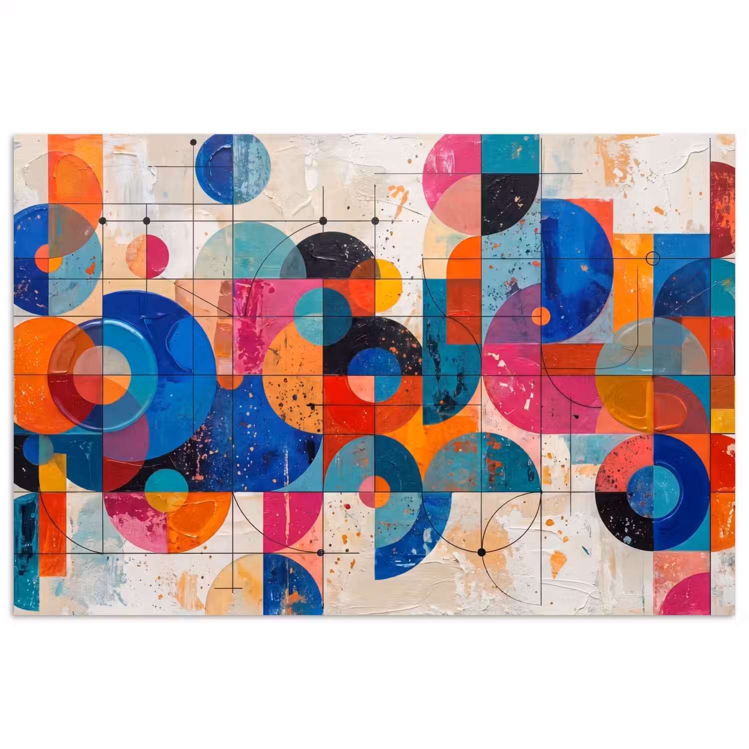 Kunst - Geometrisch - Abstract - Kleurrijk poster papier klein -3d