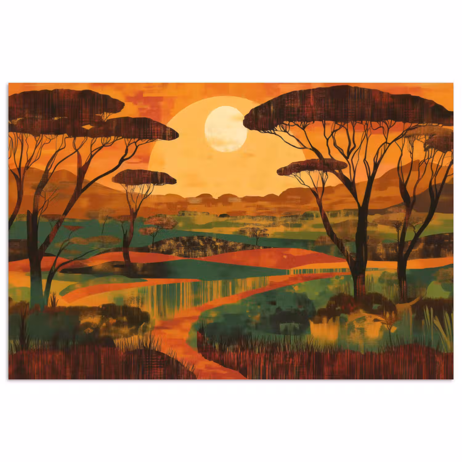 Landschap - Afrikaans - Zon poster papier klein -3d