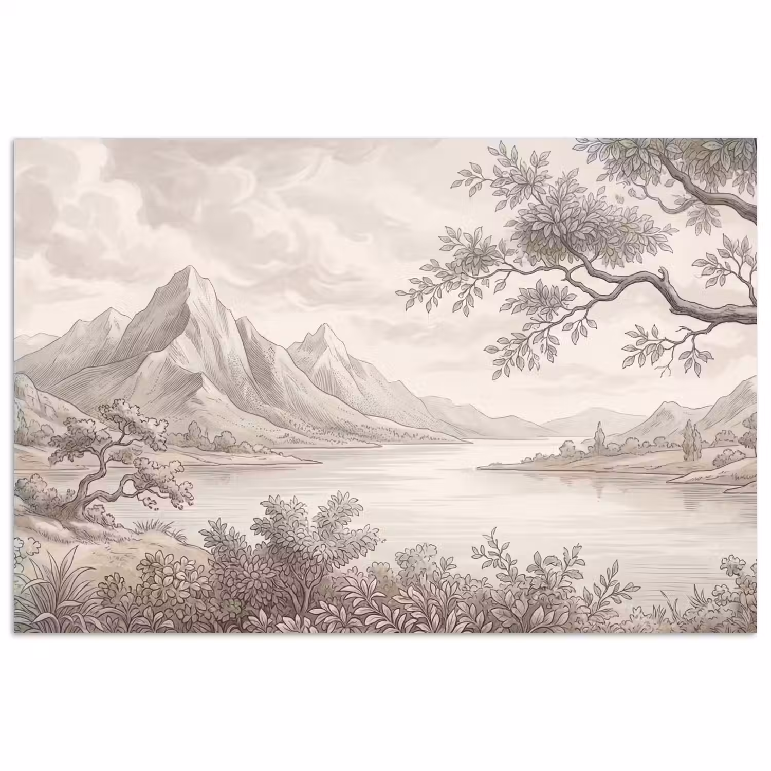 Landschap - Bergen - Meer - Natuur poster papier klein -3d