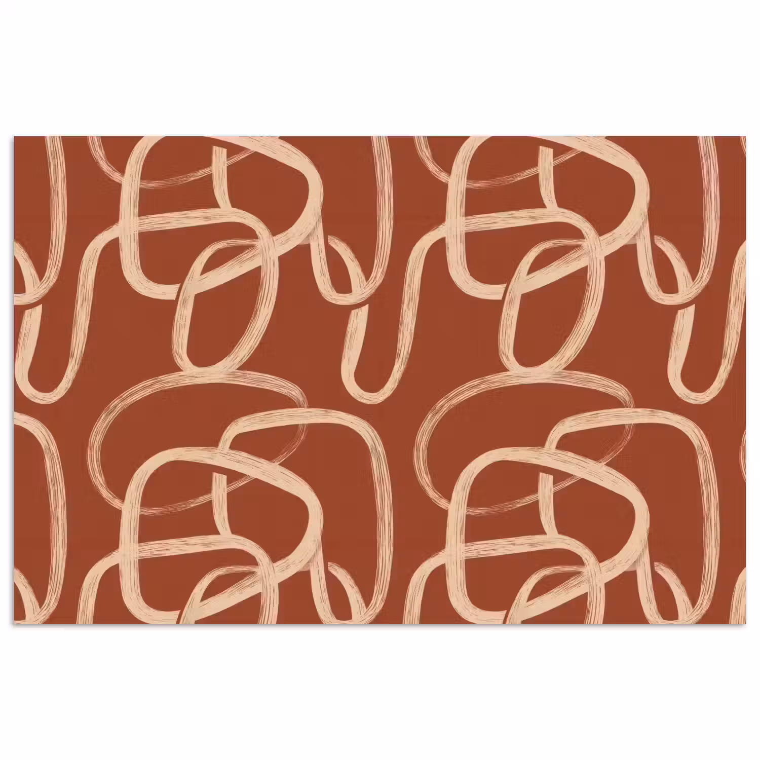 Lijnen - Abstract - Organisch - Terracotta - Crème poster papier klein 62 -3d