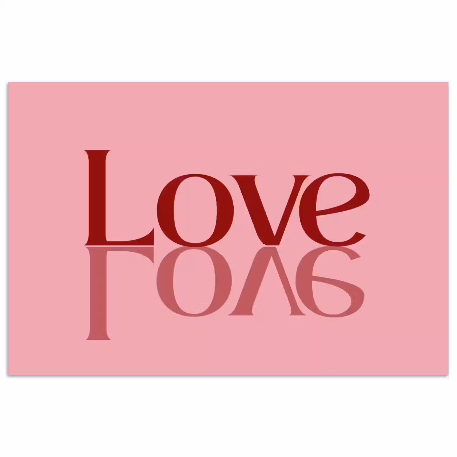 Love - Roze - Spiegeling poster papier klein -3d