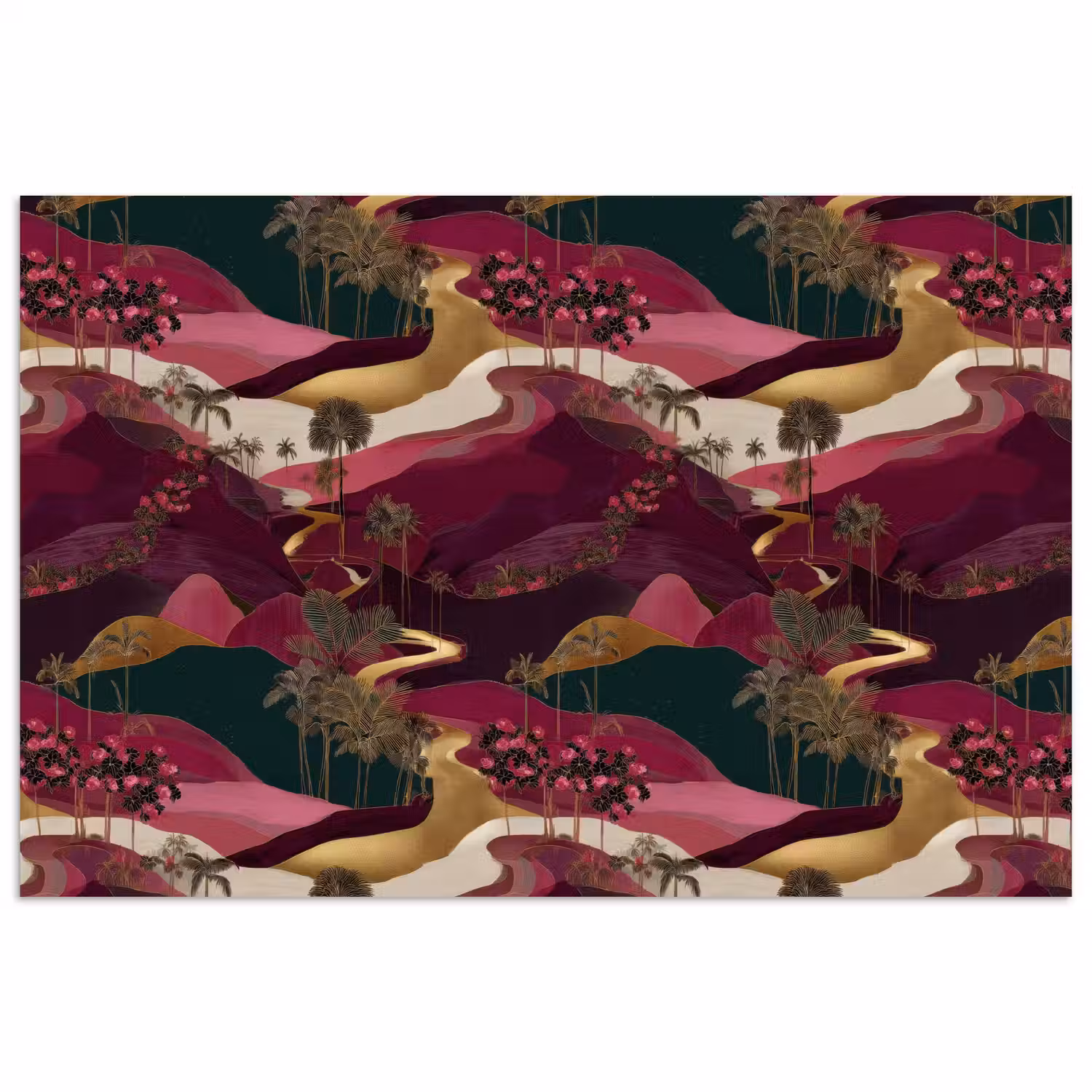 Magisch - Palmbomen - Goud poster papier klein 62 -3d