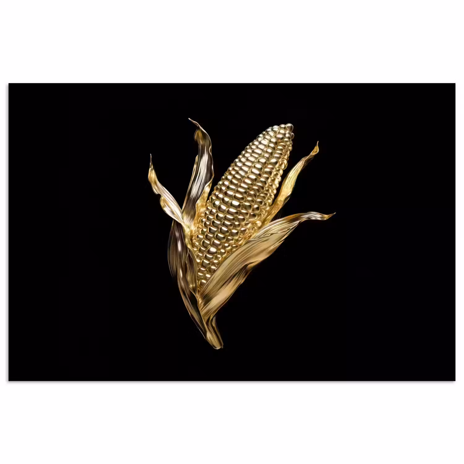 Mais - Eten - Goud - Zwart poster papier klein -3d