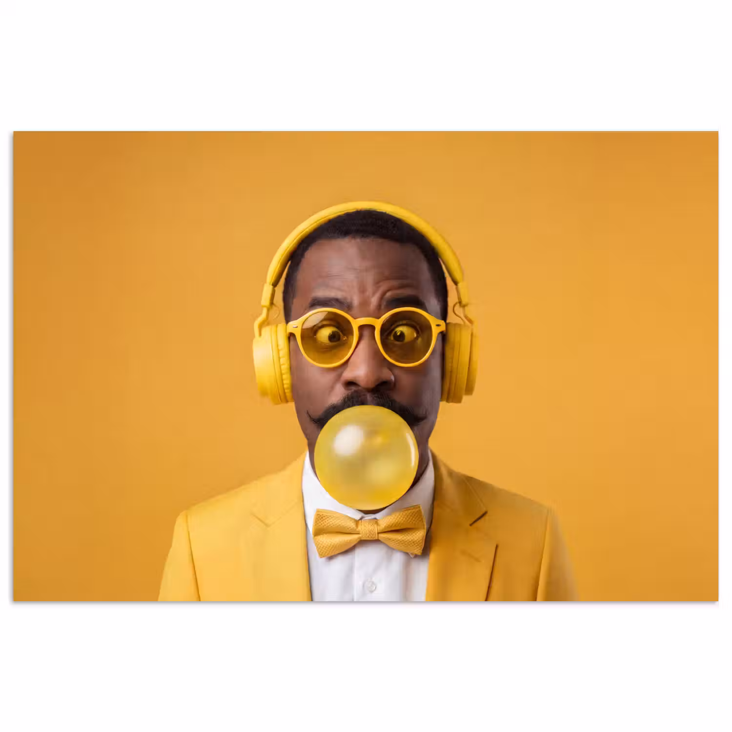 Man - Bubblegum - Portret - Geel - Modern poster papier klein -3d