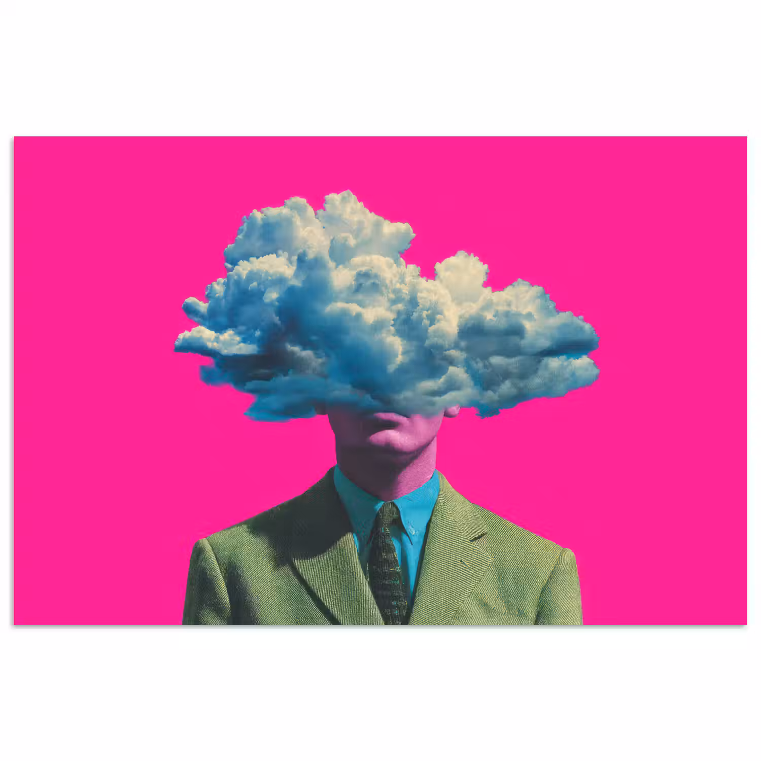 Man - Pak - Wolk - Roze poster papier klein -3d