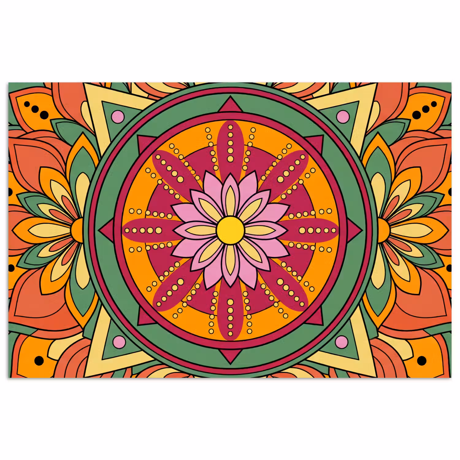 Mandala - Bloemen - Abstract - Kleurrijk poster papier klein -3d