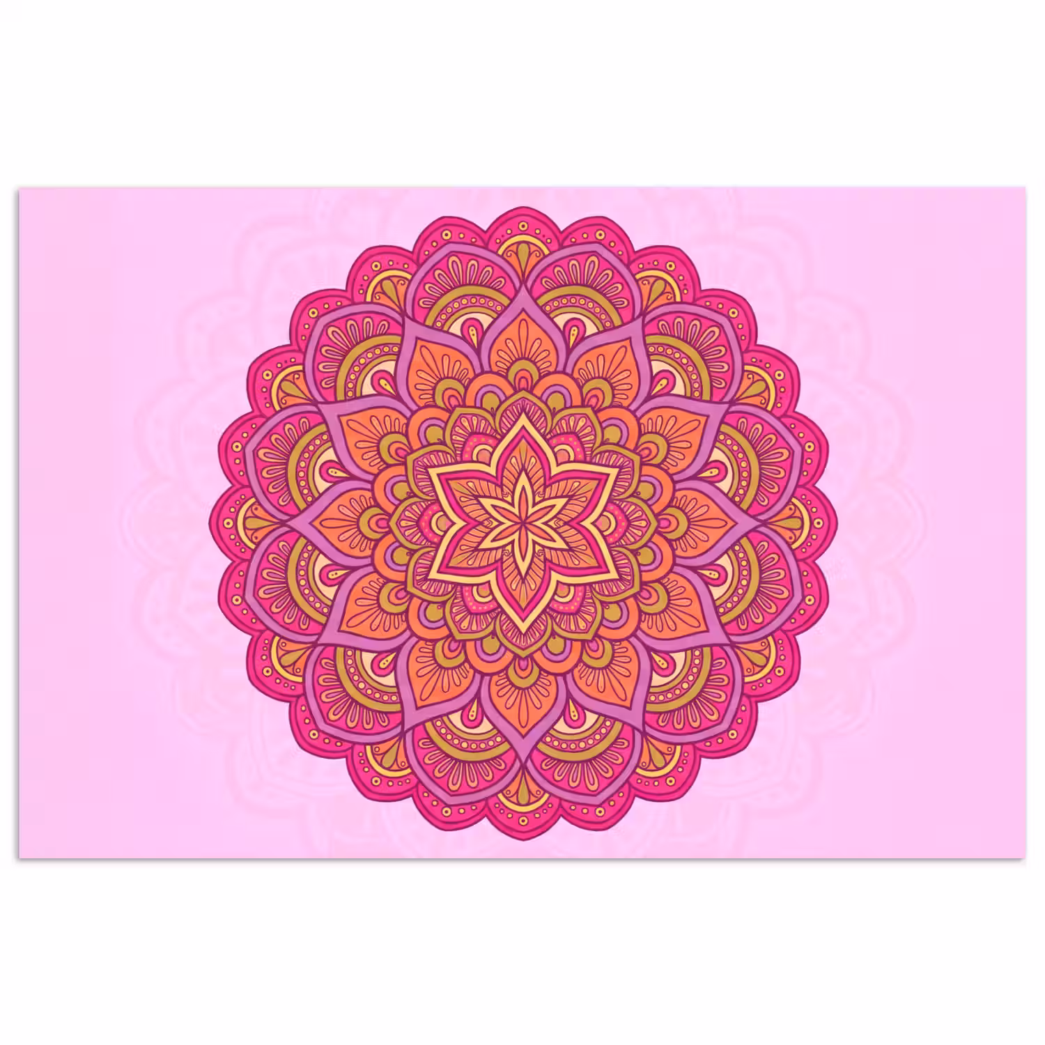 Mandala - Cirkel - Spiritueel - Oosters - Roze poster papier klein -3d