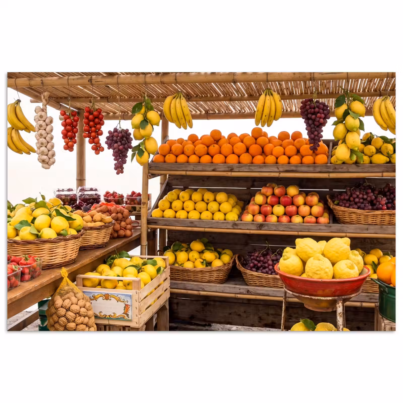 Poster - Marktkraam - Fruit - Vers - Marktkraam - Fruit - Vers poster papier klein