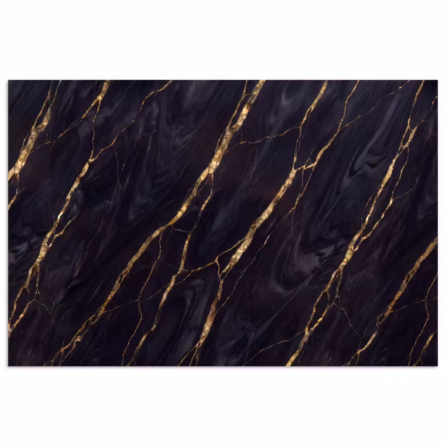 Marmer - Gouden aders - Abstract - Zwart poster papier klein -3d