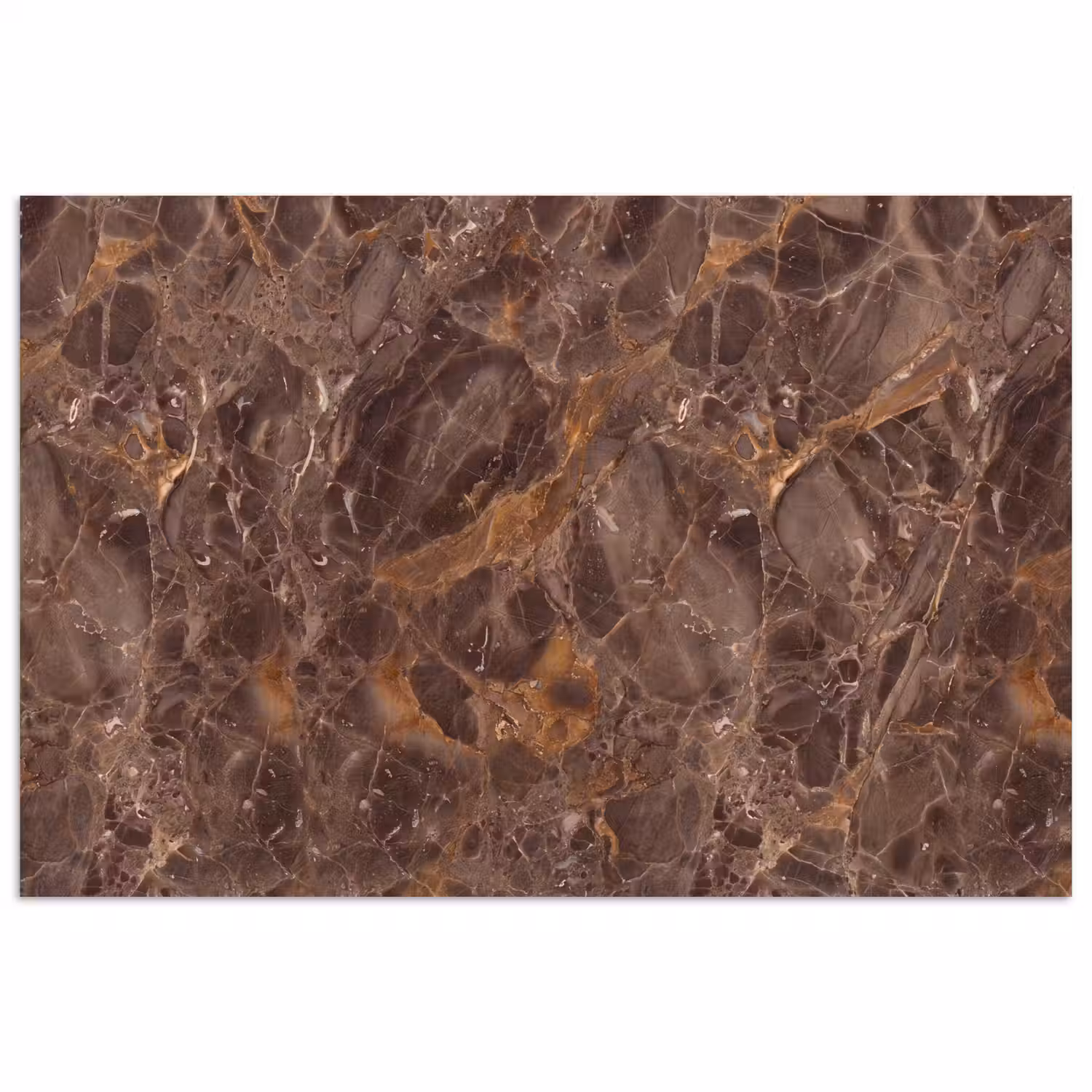 Marmer - Patroon - Natuur - Bruin - Goud poster papier klein -3d