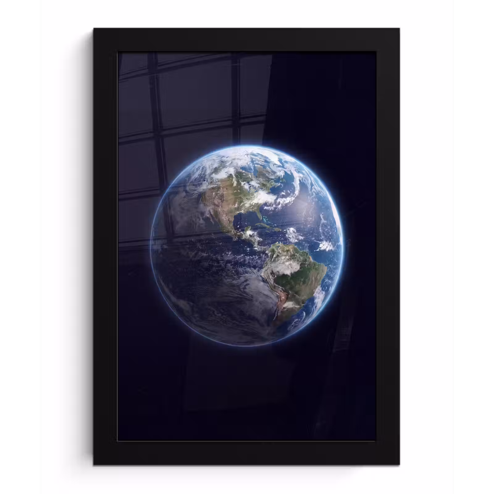 Poster met lijst - Aarde - Ruimte - Kosmos - Aarde - Ruimte - Kosmos fotolijst zwart zonder passe partout klein