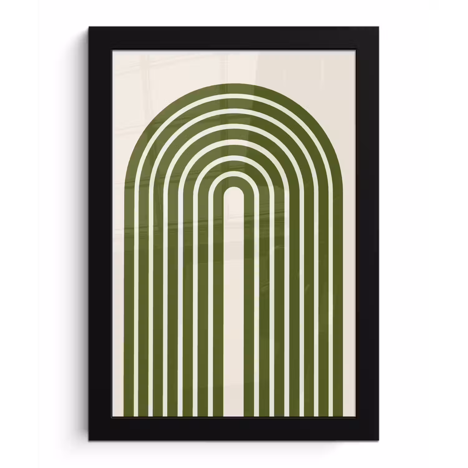 Abstract - Bogen - Modern - Groen - Kunst fotolijst zwart zonder passe partout klein -3d