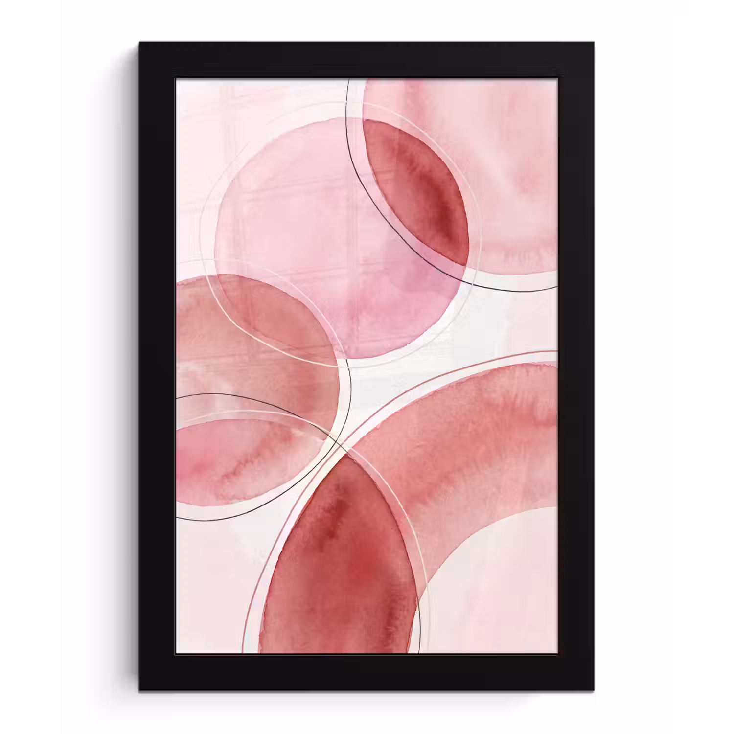 Abstract - Cirkels - Modern - Roze - Kunst fotolijst zwart zonder passe partout klein -3d