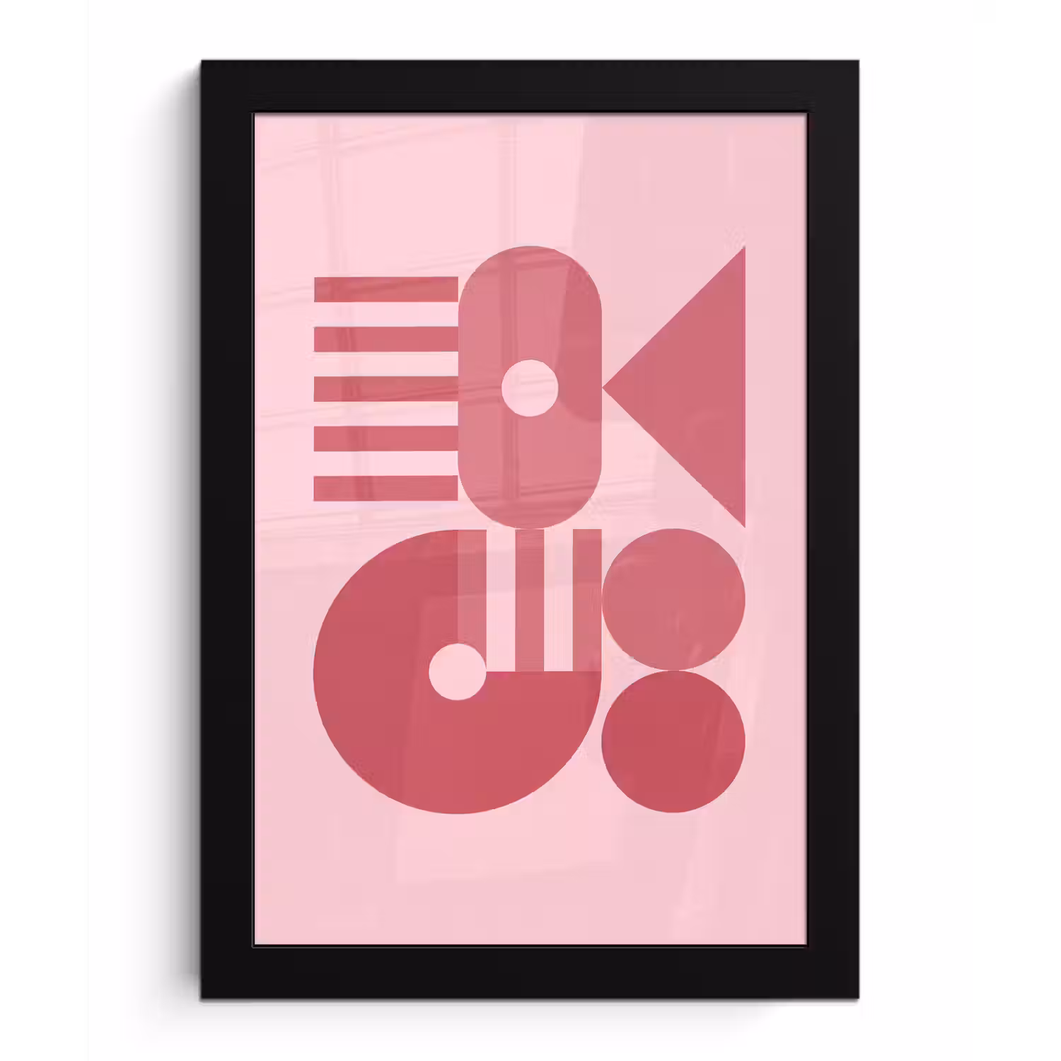 Abstract - Geometrisch - Vormen - Roze fotolijst zwart zonder passe partout klein -3d