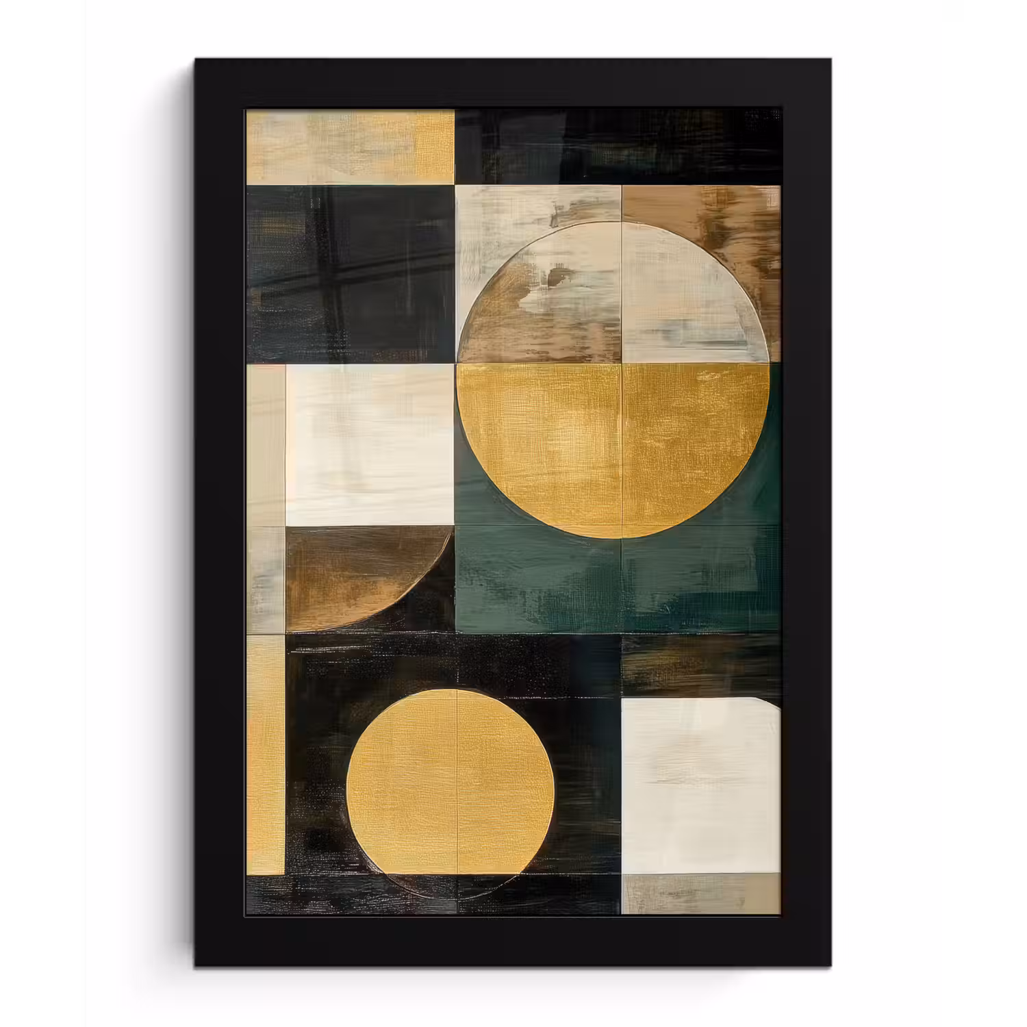 Abstract - Goud - Brons - Vormen - Geometrisch fotolijst zwart zonder passe partout klein -3d