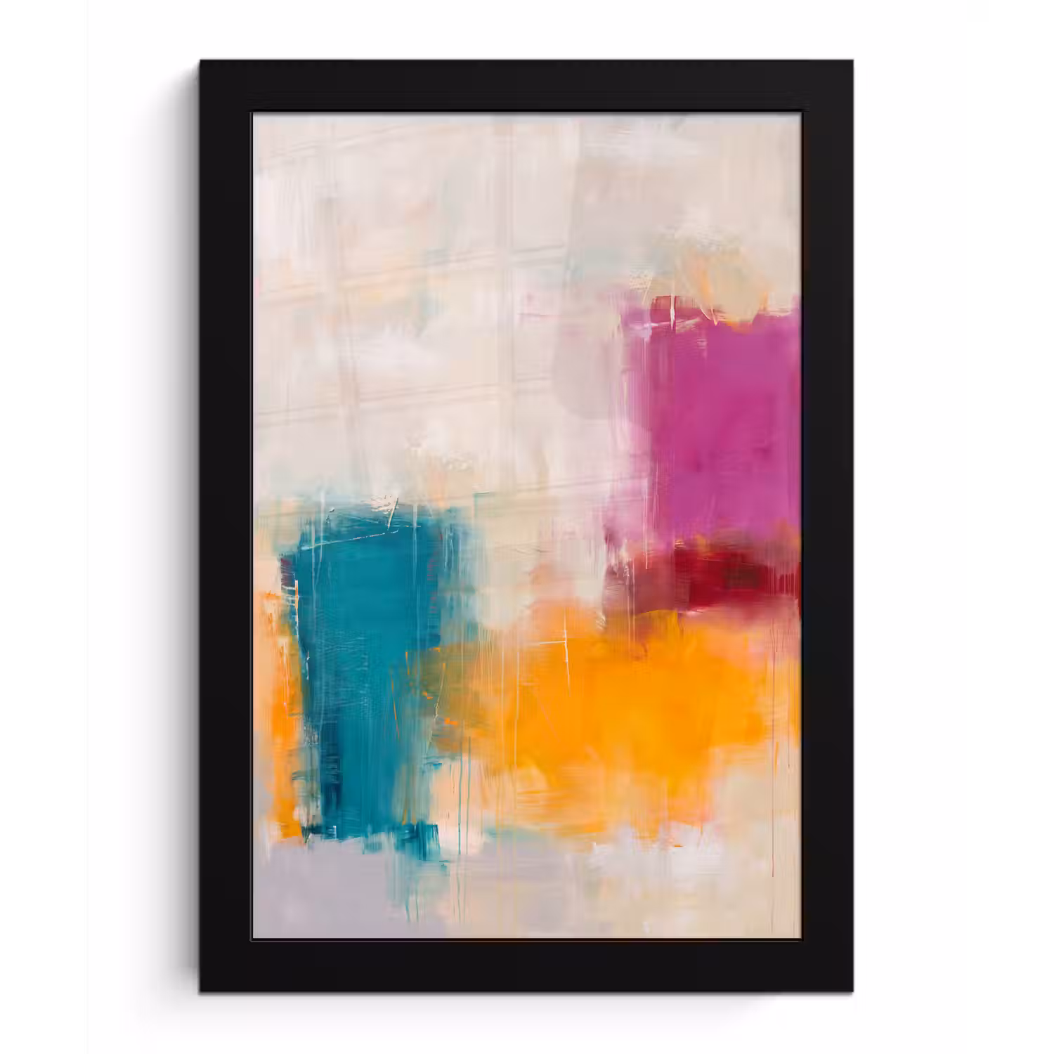 Abstract - Kleurrijk - Modern - Kunst - Oranje fotolijst zwart zonder passe partout klein -3d