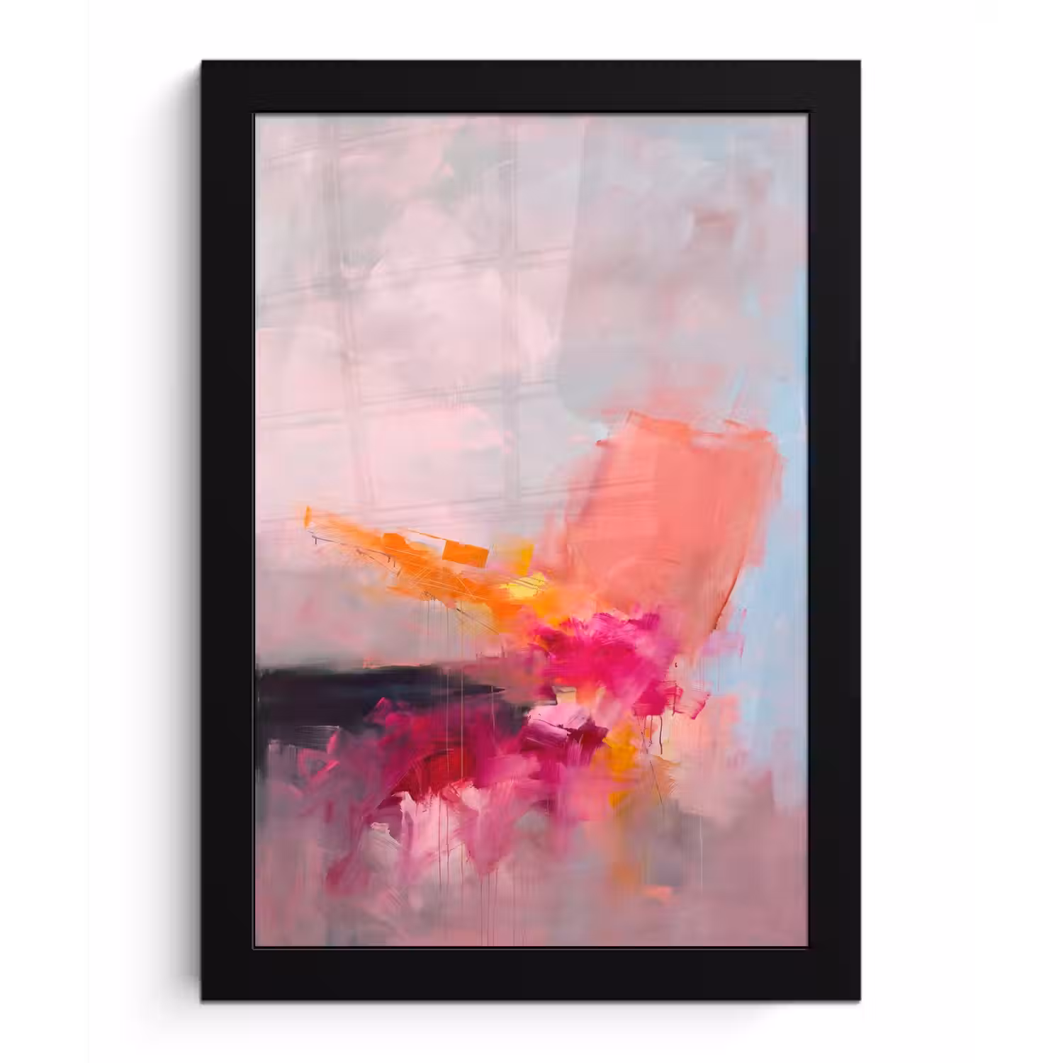 Abstract - Kleurrijk - Modern - Roze fotolijst zwart zonder passe partout klein -3d