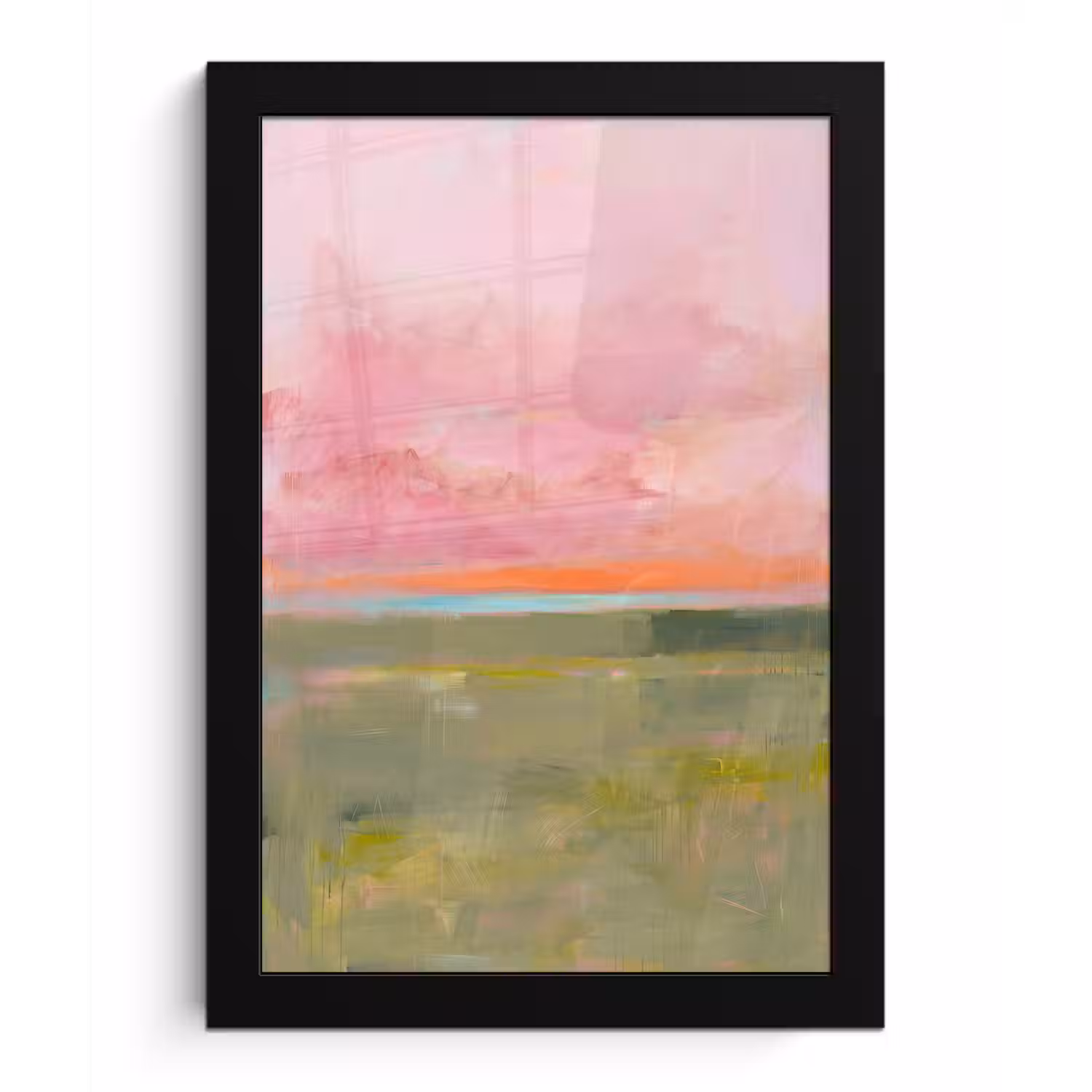 Abstract - Landschap - Modern - Roze - Oranje fotolijst zwart zonder passe partout klein -3d