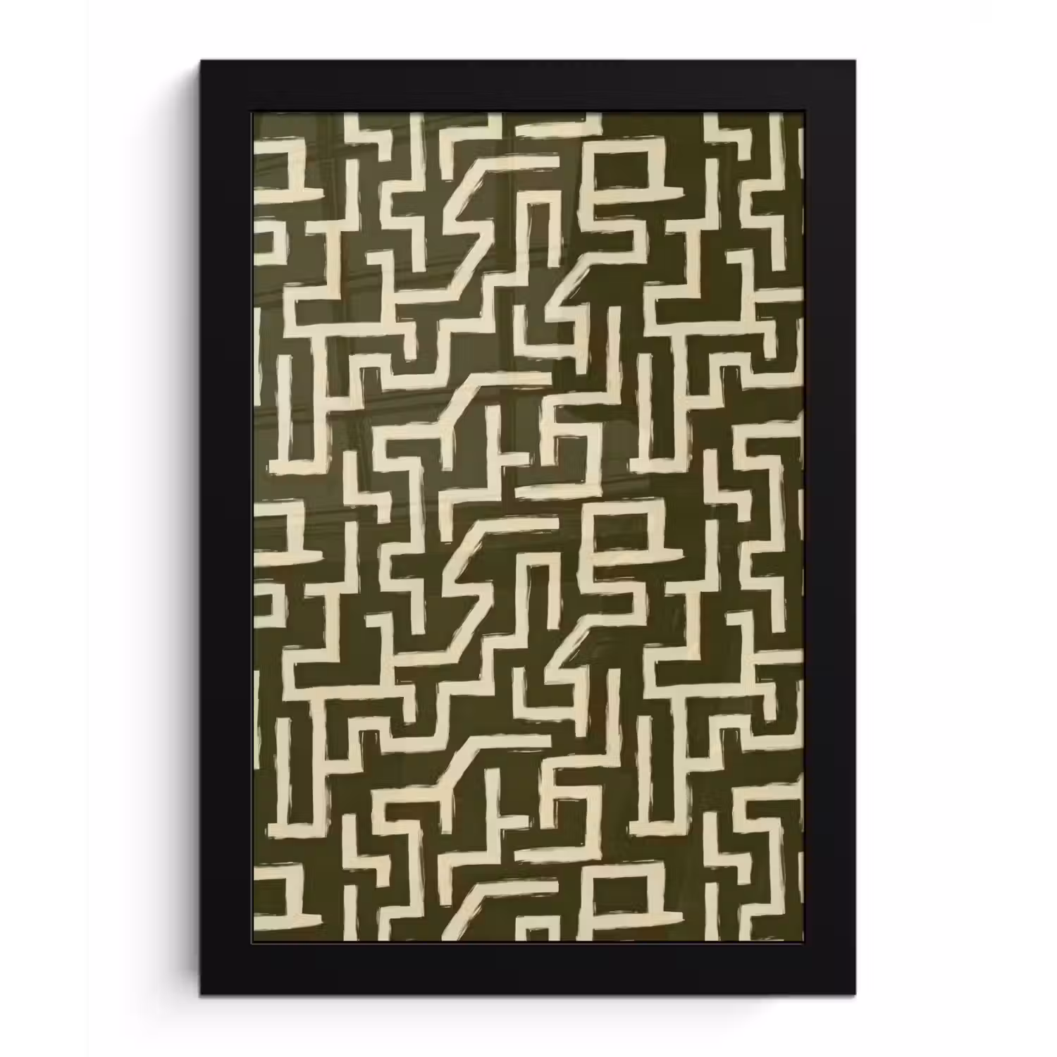 Abstract - Lijnen - Groen fotolijst zwart zonder passe partout klein 224 -3d