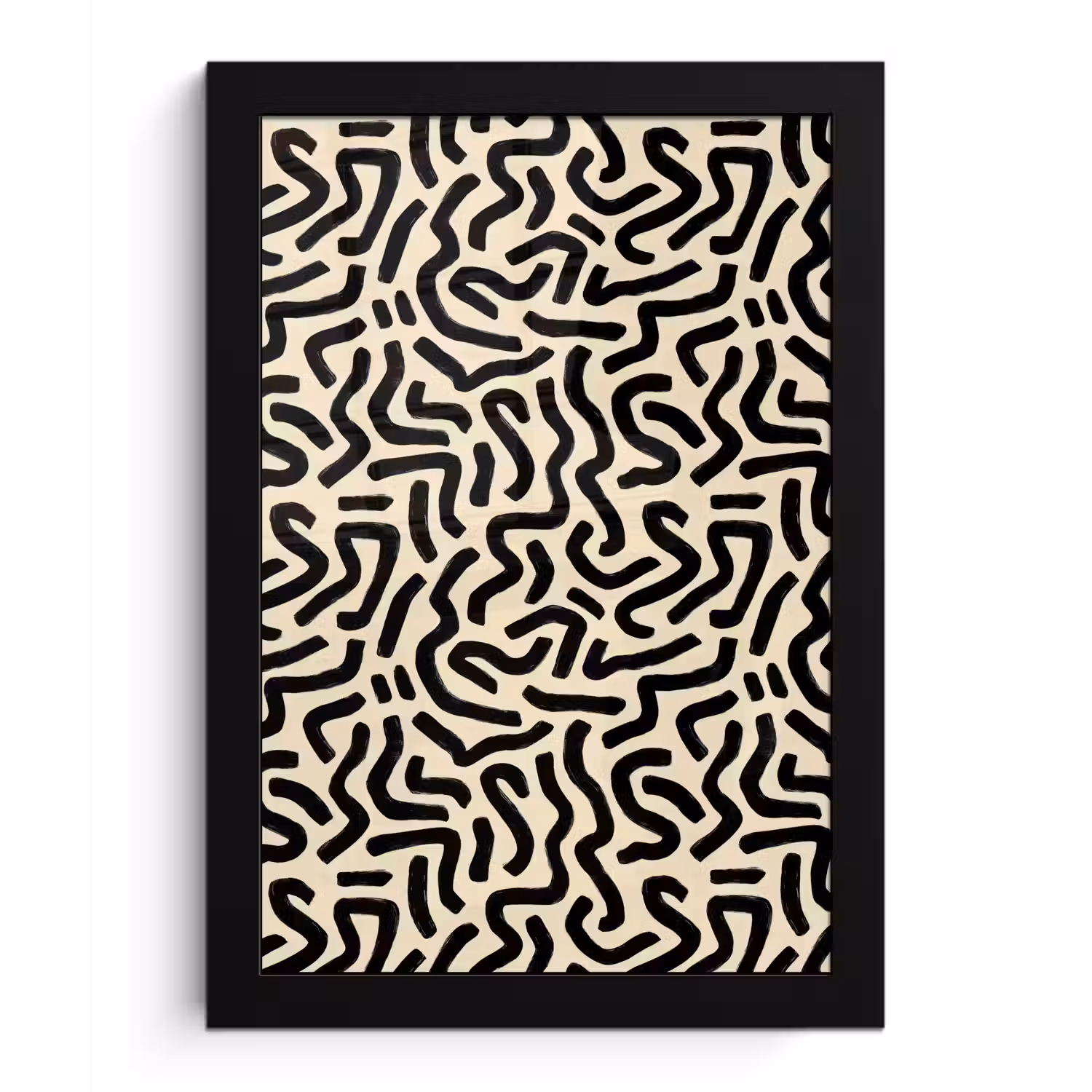 Abstract - Lijnen - Zwart fotolijst zwart zonder passe partout klein 224 -3d