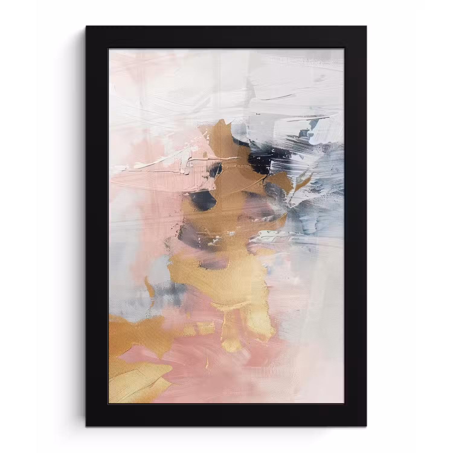 Abstract - Pastel kleuren - Goud - Modern - Aesthetic fotolijst zwart zonder passe partout klein -3d