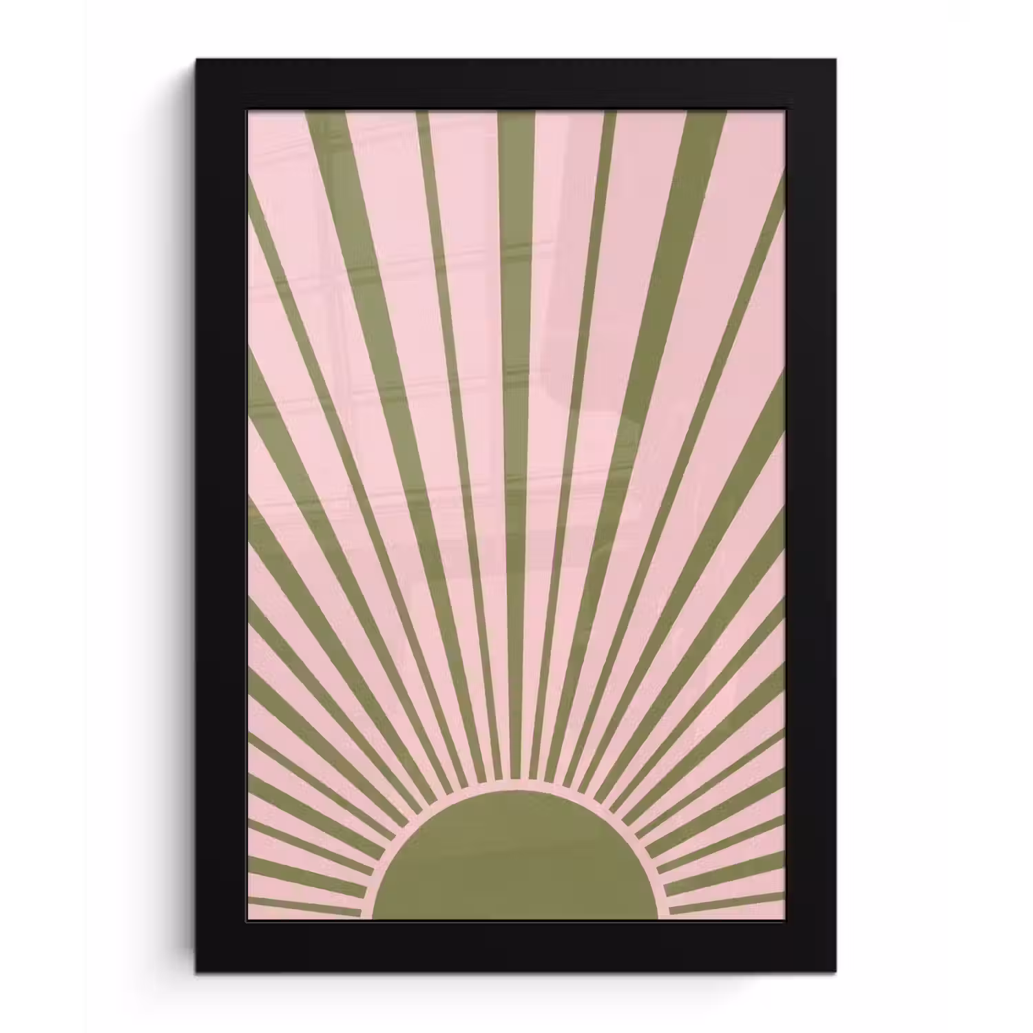 Abstract - Stralen - Grafisch - Roze - Groen fotolijst zwart zonder passe partout klein -3d