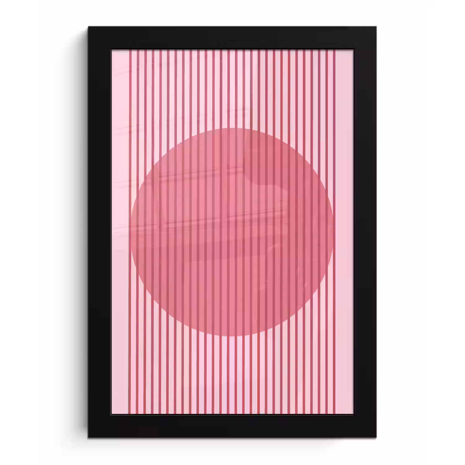 Abstract - Strepen - Ovaal - Roze - Modern fotolijst zwart zonder passe partout klein -3d