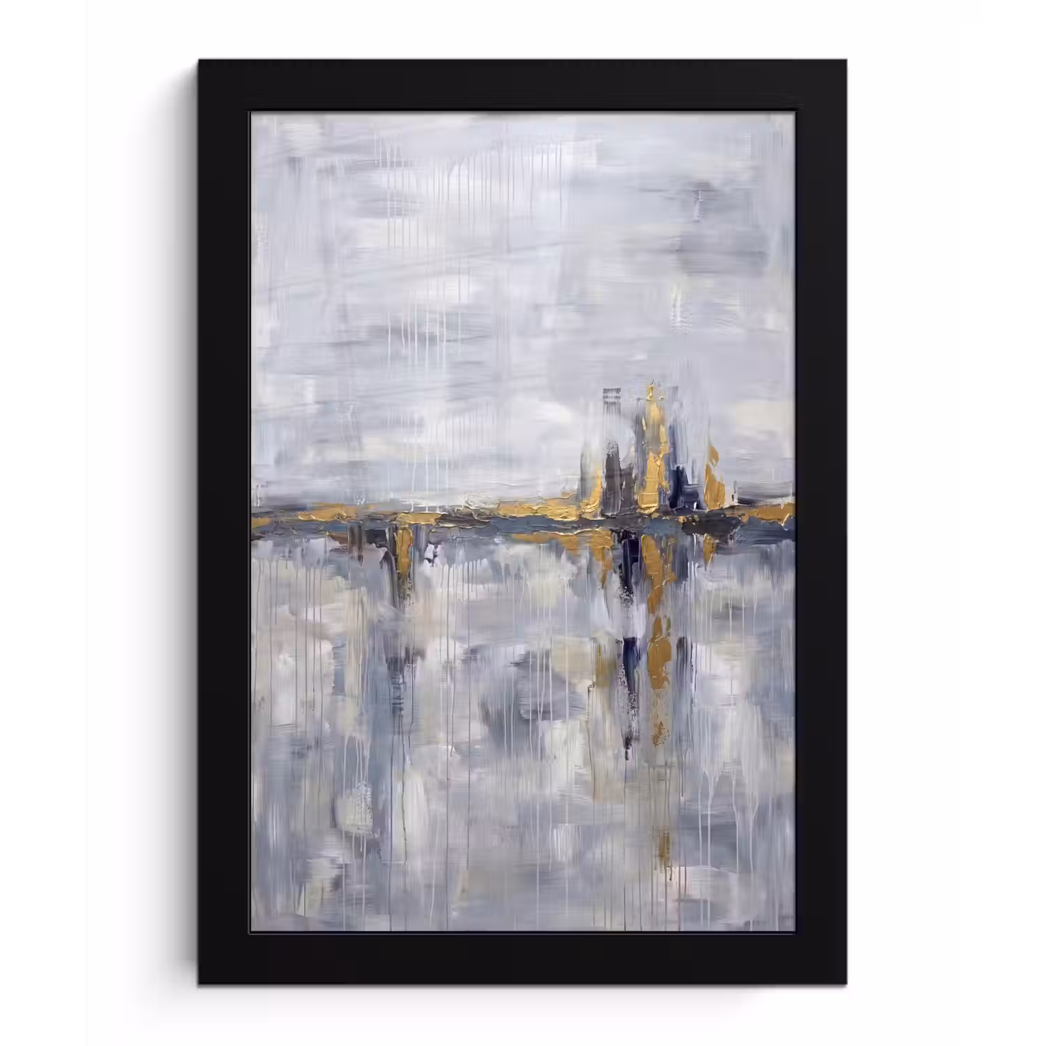 Abstract - Structuur - Goud - Grijs - Modern fotolijst zwart zonder passe partout klein -3d