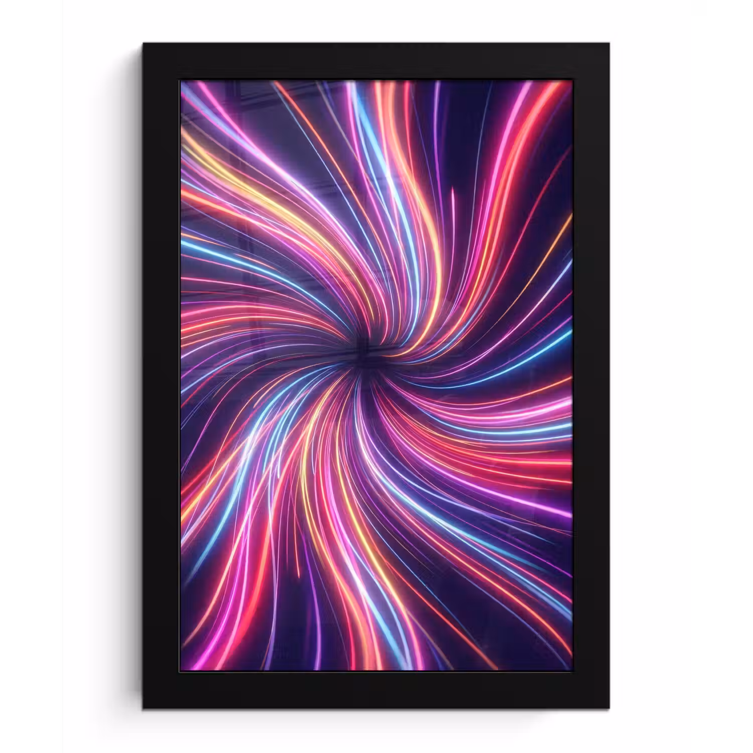 Abstract - Swirl - Futuristic - Neon fotolijst zwart zonder passe partout klein -3d