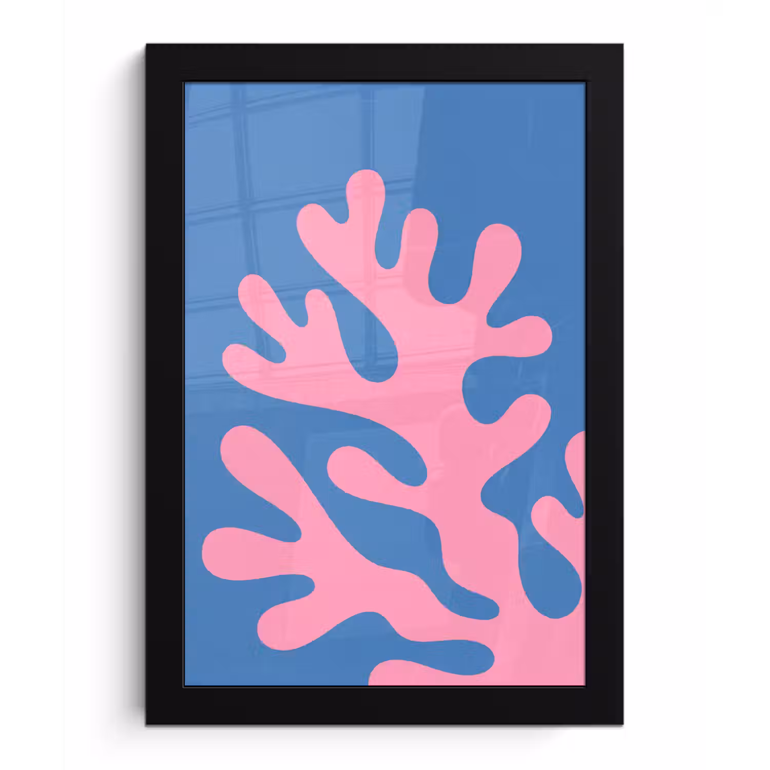 Abstract - Vormen - Roze - Blauw fotolijst zwart zonder passe partout klein -3d